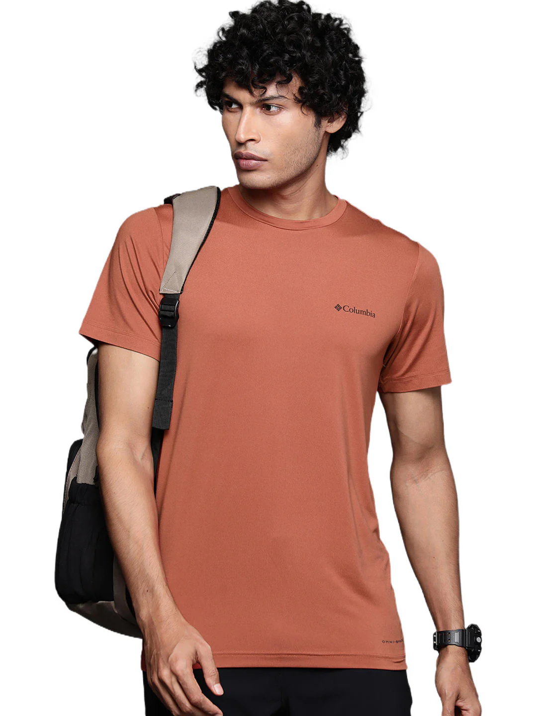 Columbia Men Orange Tech Trail Graphic Tee (Sun Protection)