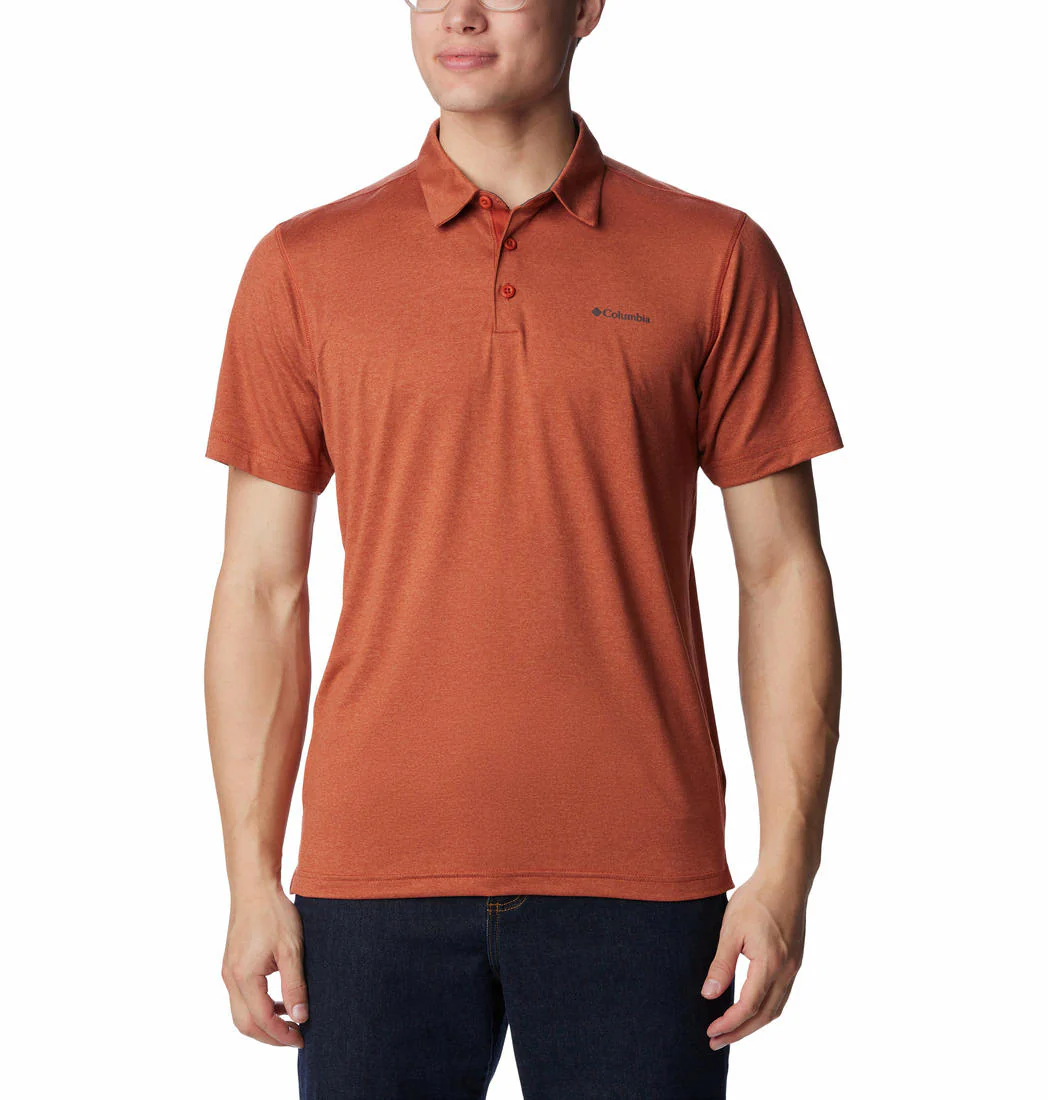Columbia Men Orange Tech Trail Polo (Sun Protection)