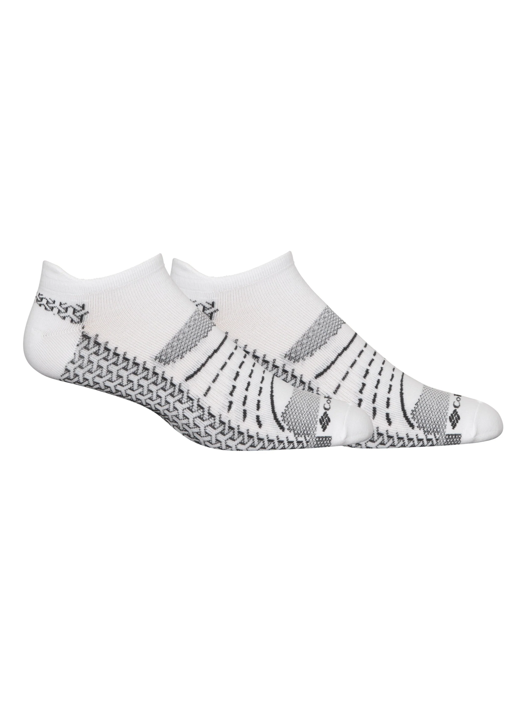 Columbia Men White Mapped Brr No-Show Socks - Pack of 2