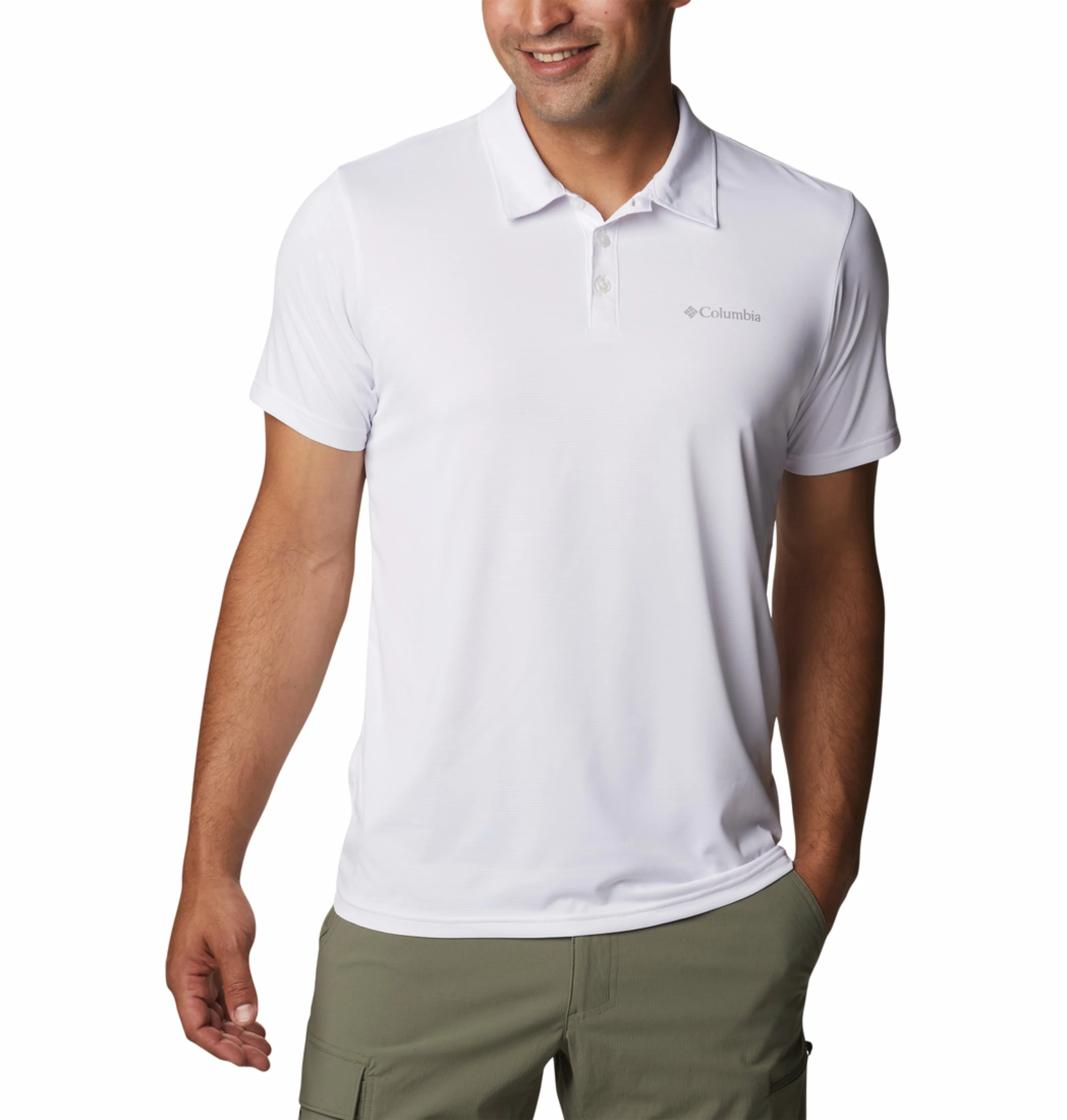 Columbia Men White Omni-Wick Hike Polo Tshirt