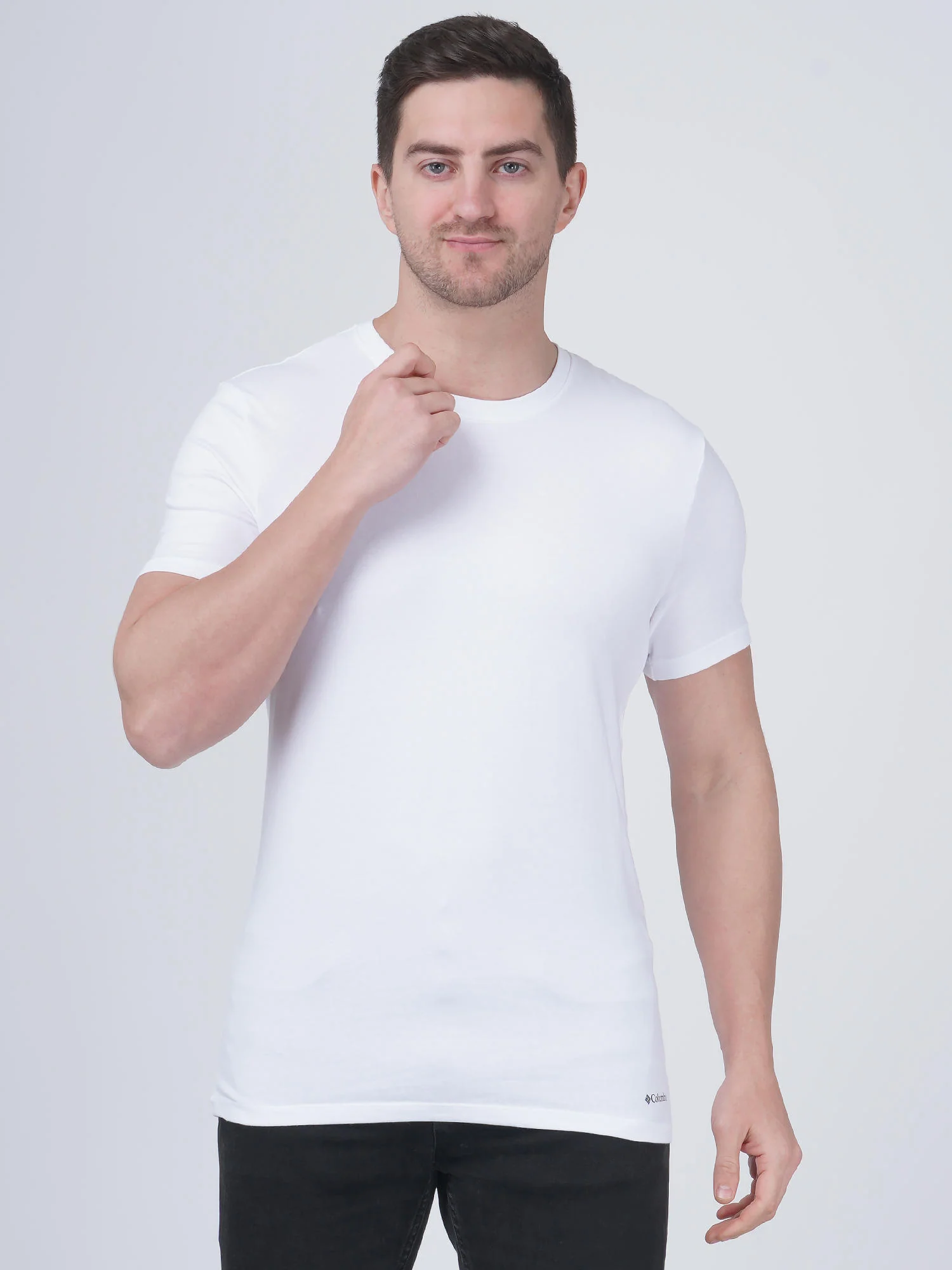 Columbia Men White 100% Pure Cotton Crew-Neck Tee Classic Fit 3 Pack Solid (Non Returnable) - Image 2