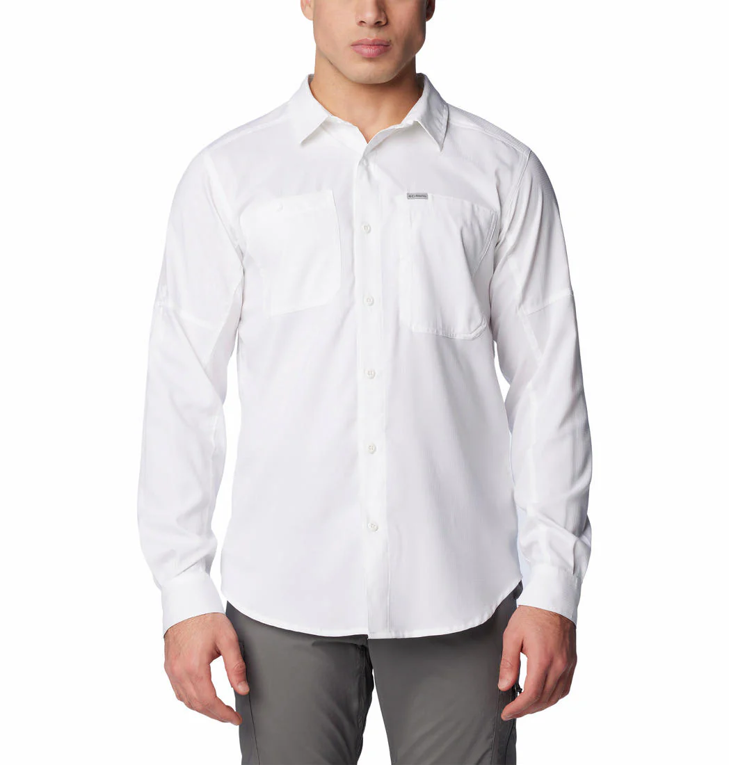 Columbia Men White Silver Ridge Utility Lite Long Sleeve (Sun Protection)