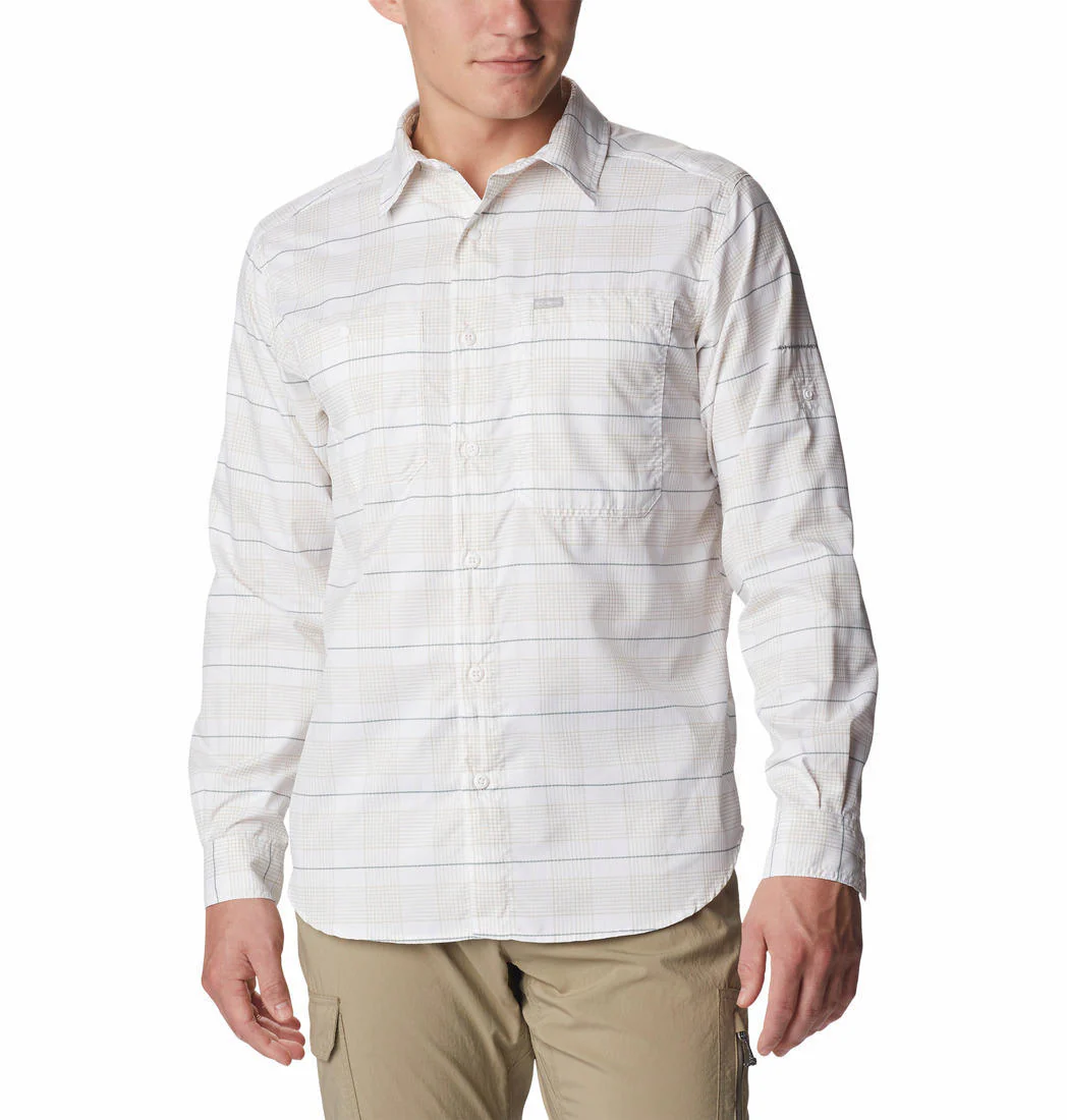 Columbia Men White Silver Ridge Utility Lite Plaid LS (Sun Protection)