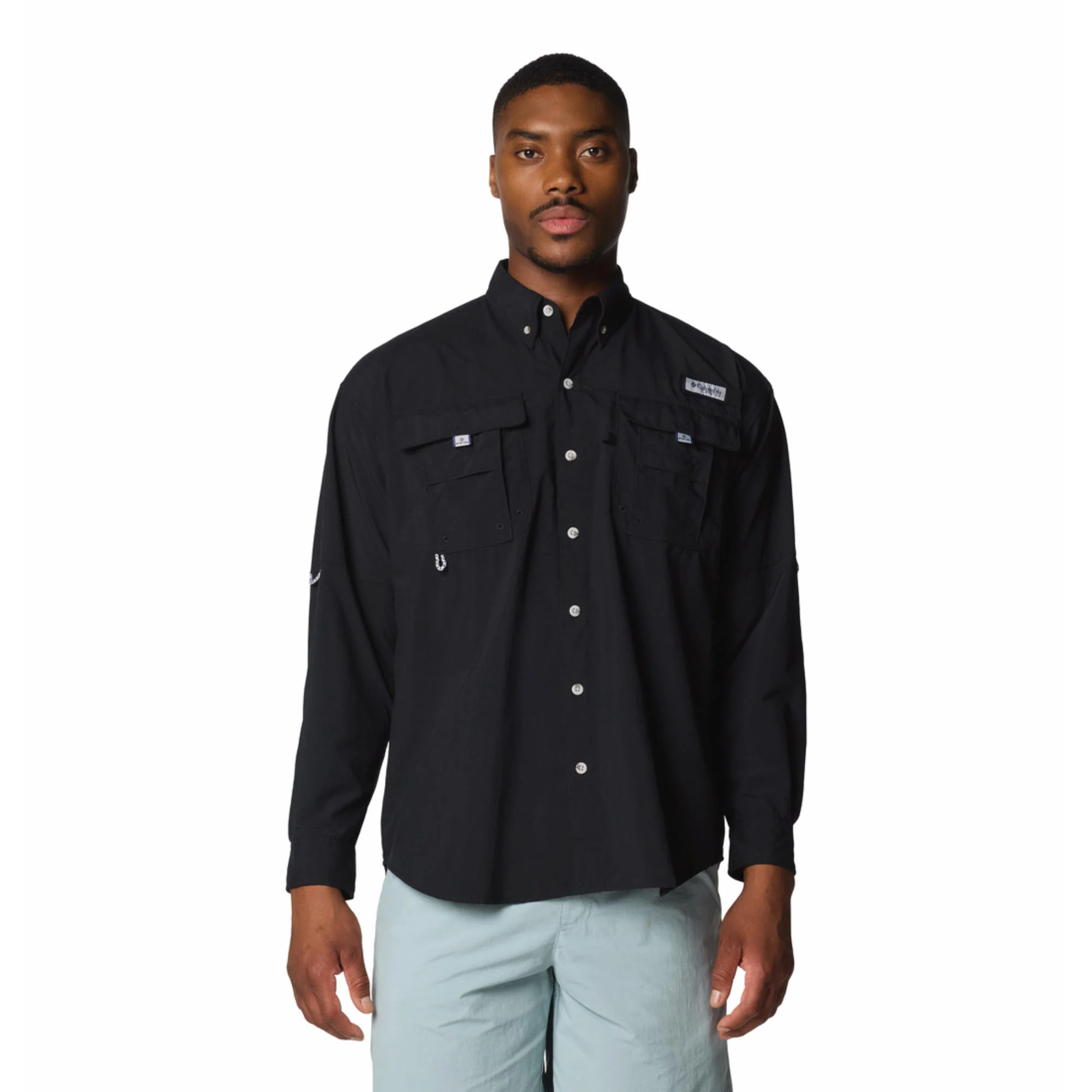Columbia Men Black Bahama II L/S Shirt (Sun Protection)