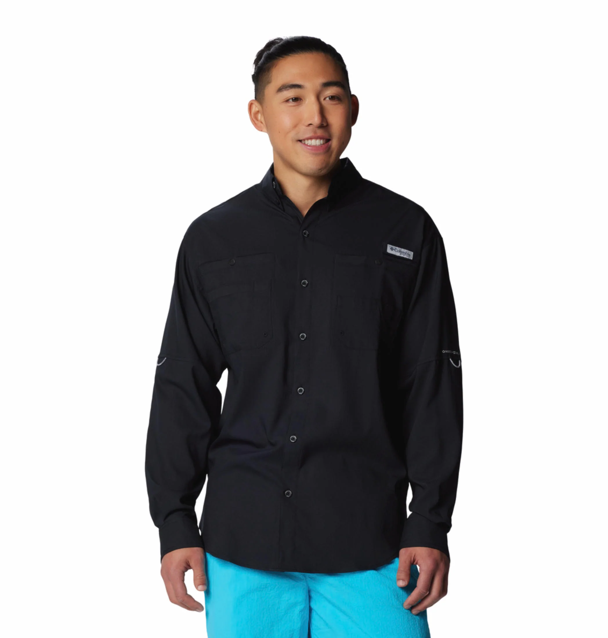 Columbia Men Black Tamiami II LS Shirt (Sun Protection)
