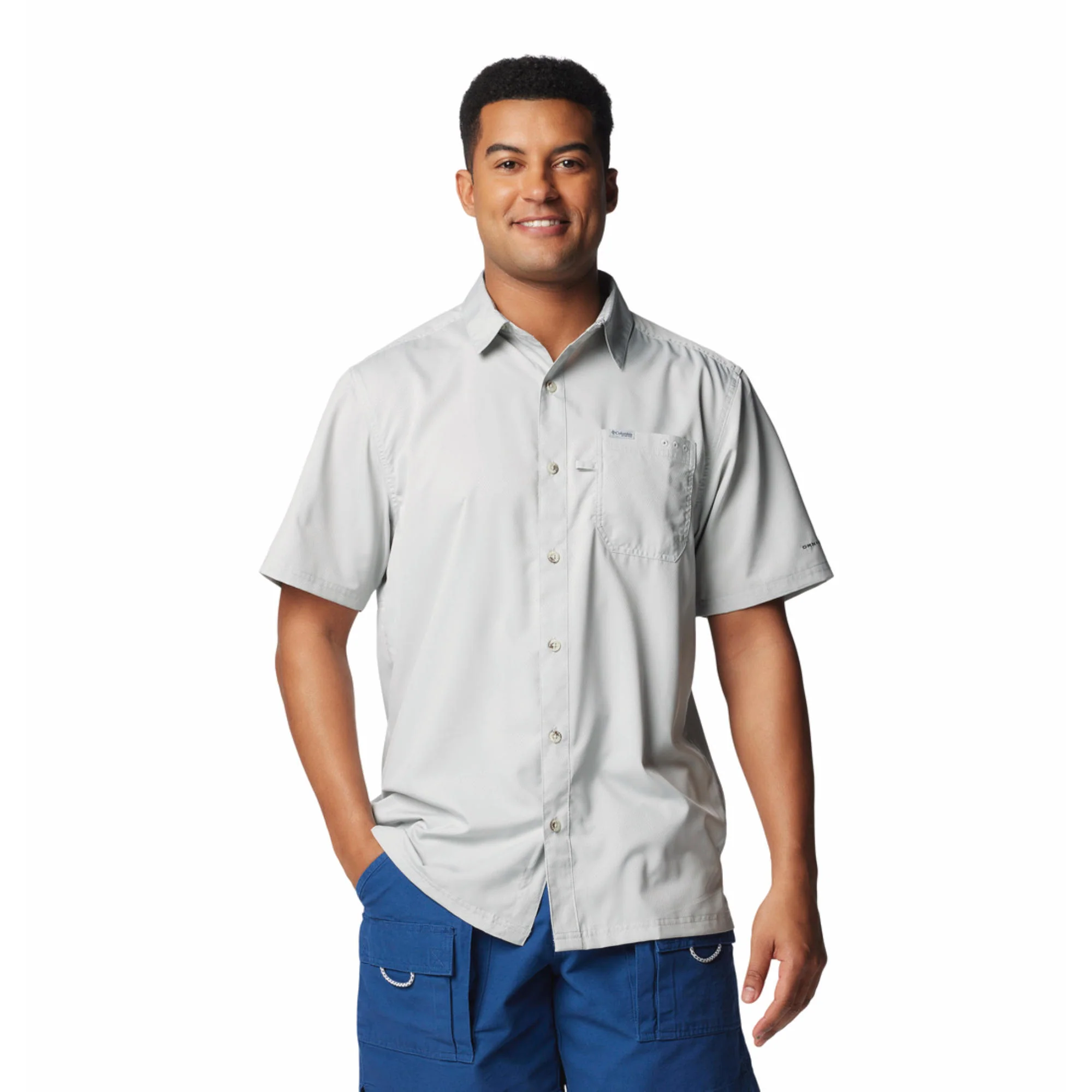 Columbia Men Black Slack Tide Camp Shirt (Sun Protection)