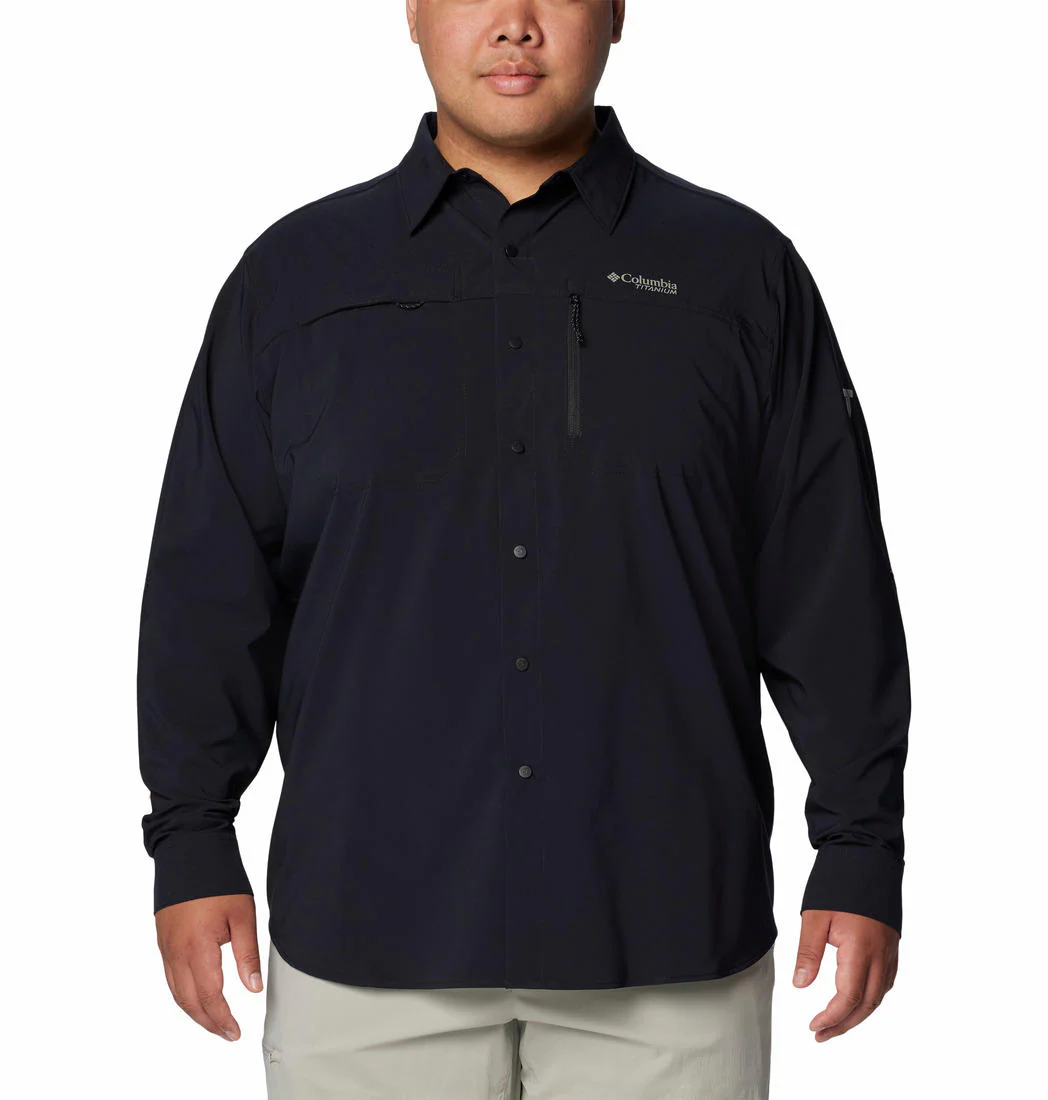 Columbia Men Black Summit Valley Woven LS Shirt (Sun Protection)