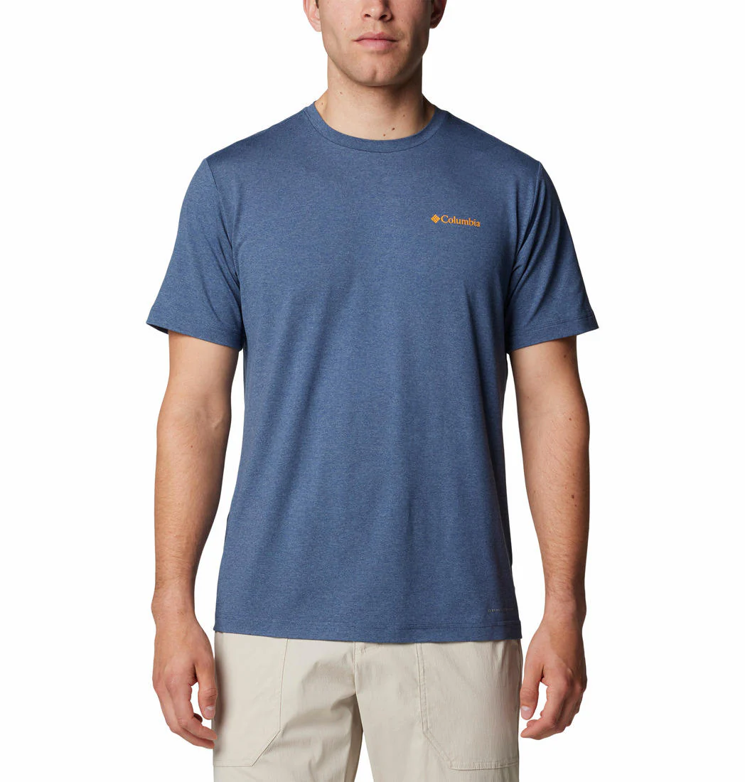 Columbia Men Blue Kwick Hike Back Graphic SS Tee (Sun Protection)