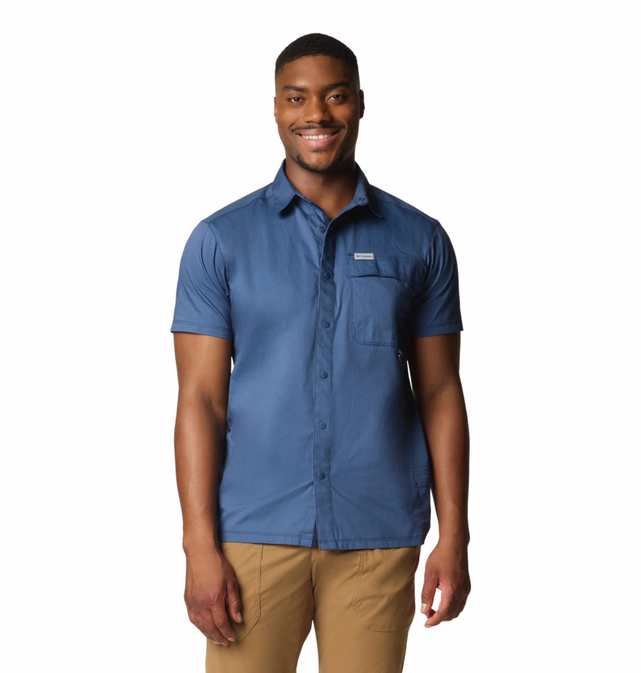 Columbia Men Blue Landroamer Twill SS Shirt