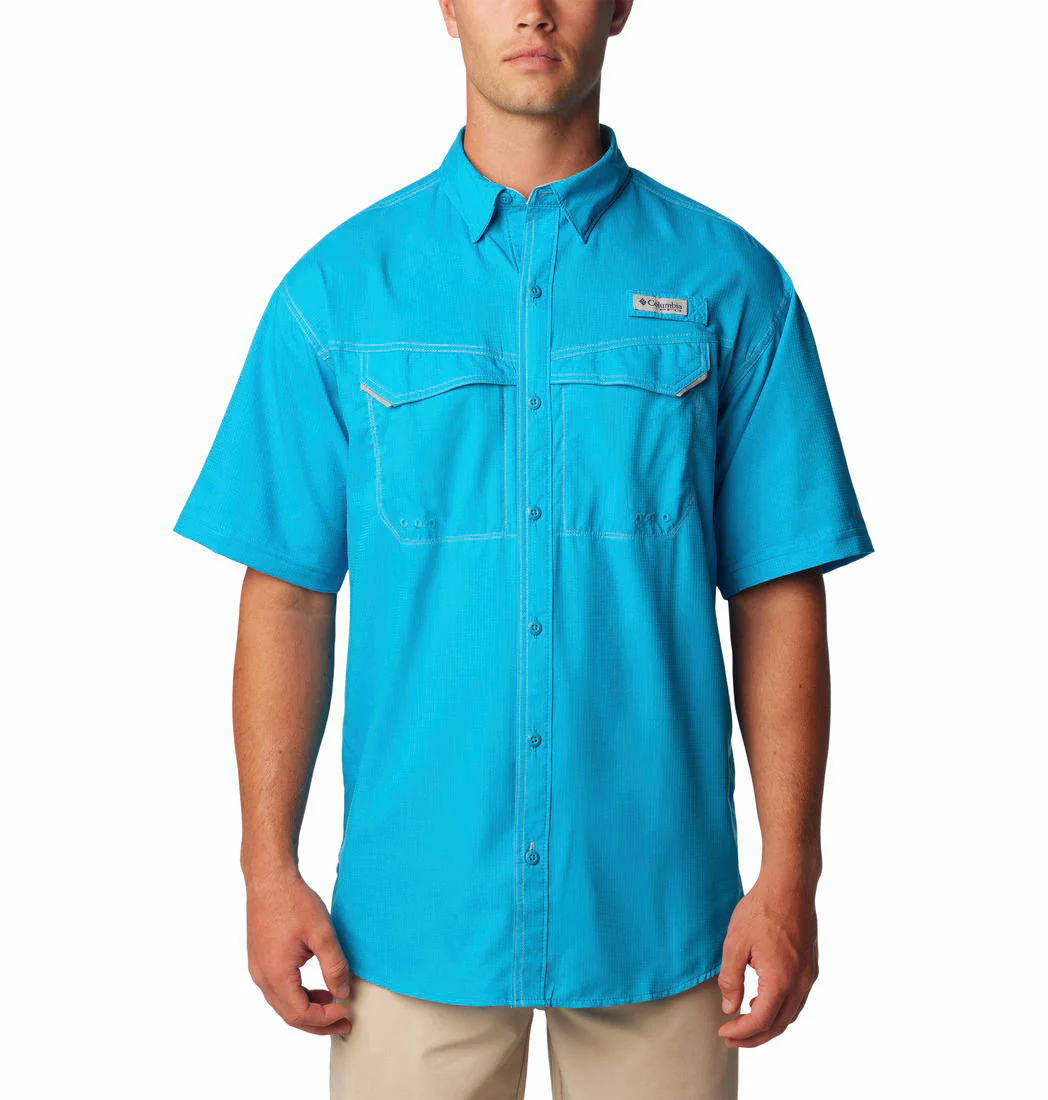 Columbia Men Blue Low Drag Offshore SS Shirt (Sun Protection)