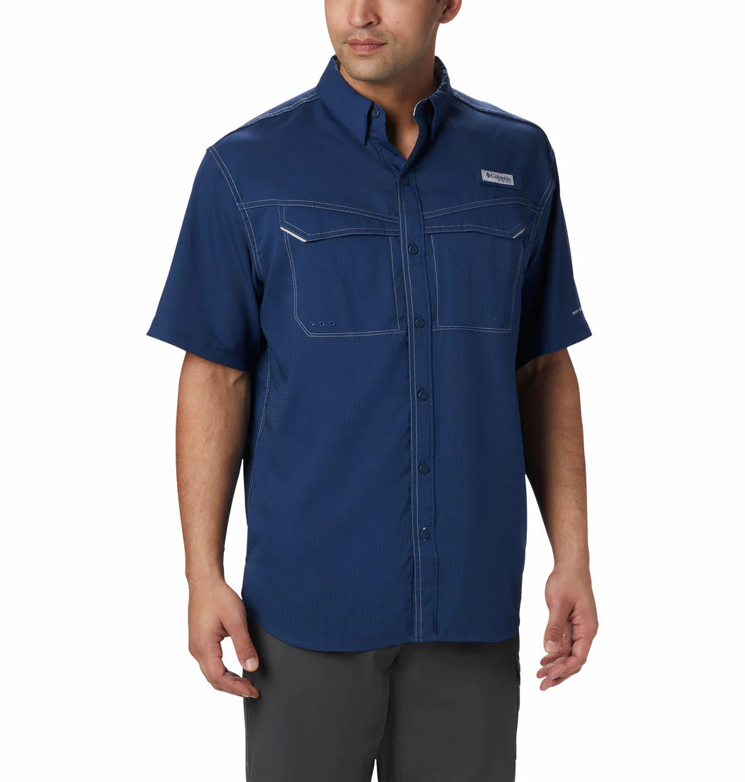Columbia Men Blue Low Drag Offshore SS Shirt (Sun Protection)