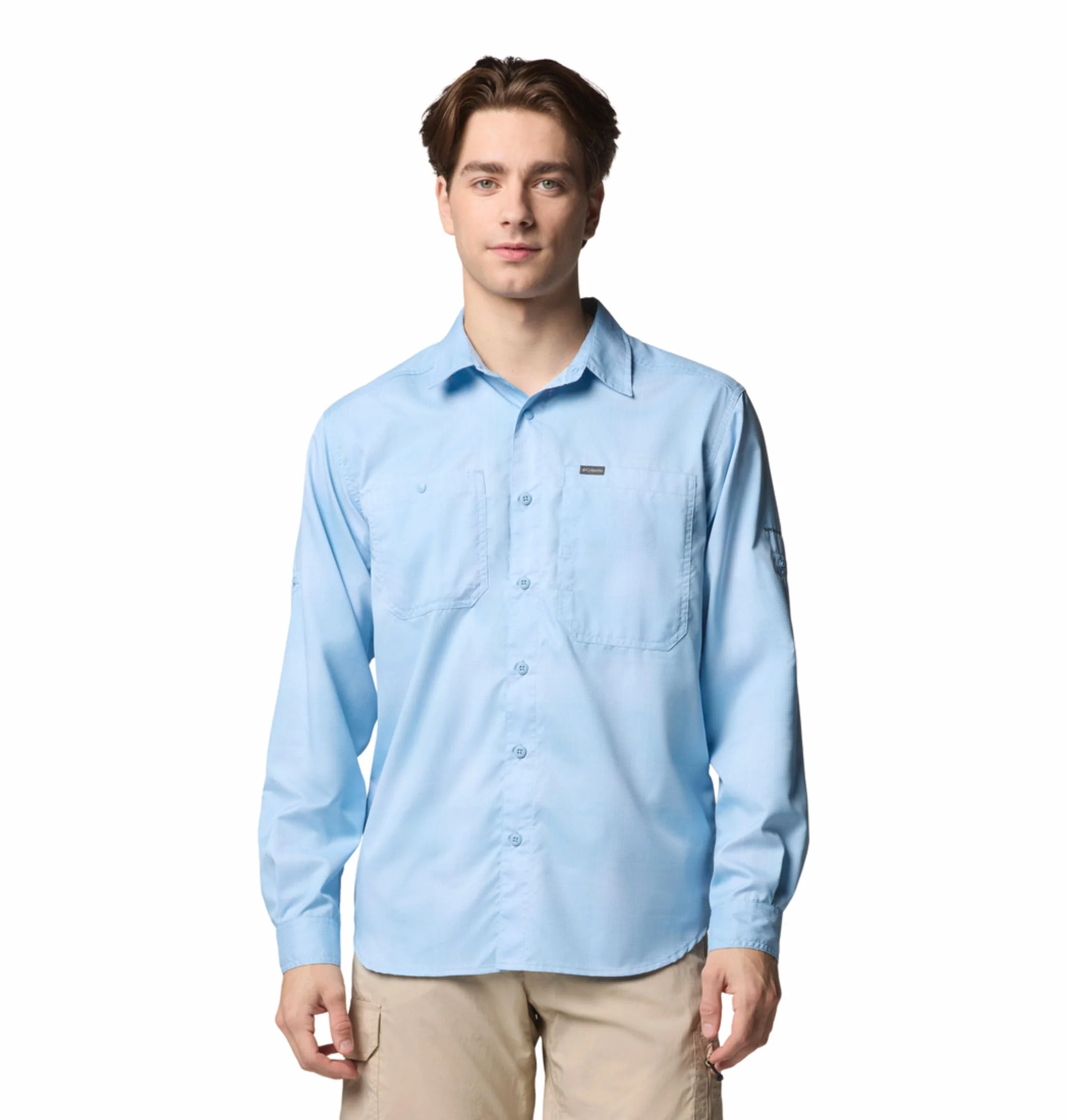 Columbia Men Blue Silver Ridge Utility Lite Plaid LS (Sun Protection)