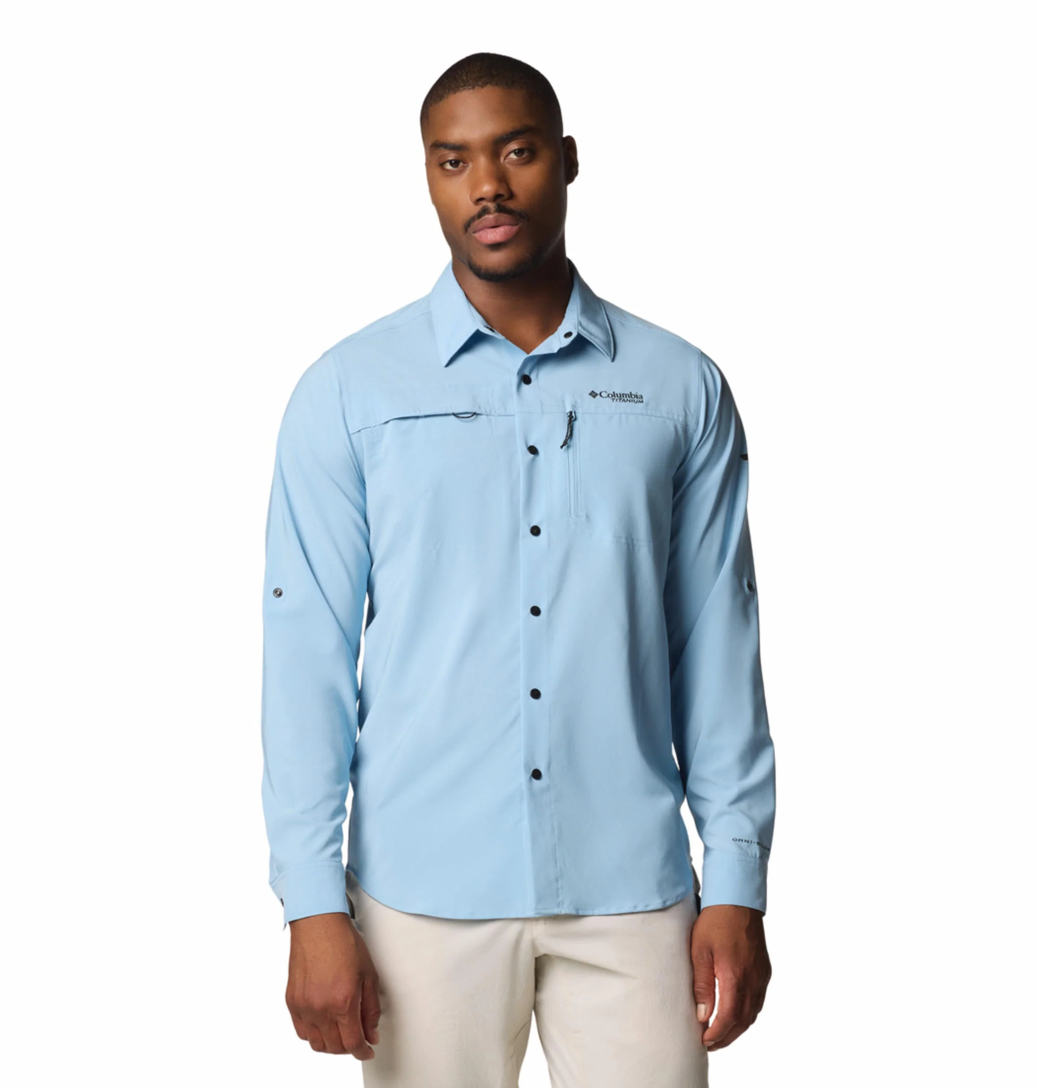 Columbia Men Blue Summit Valley Woven LS Shirt (Sun Protection)