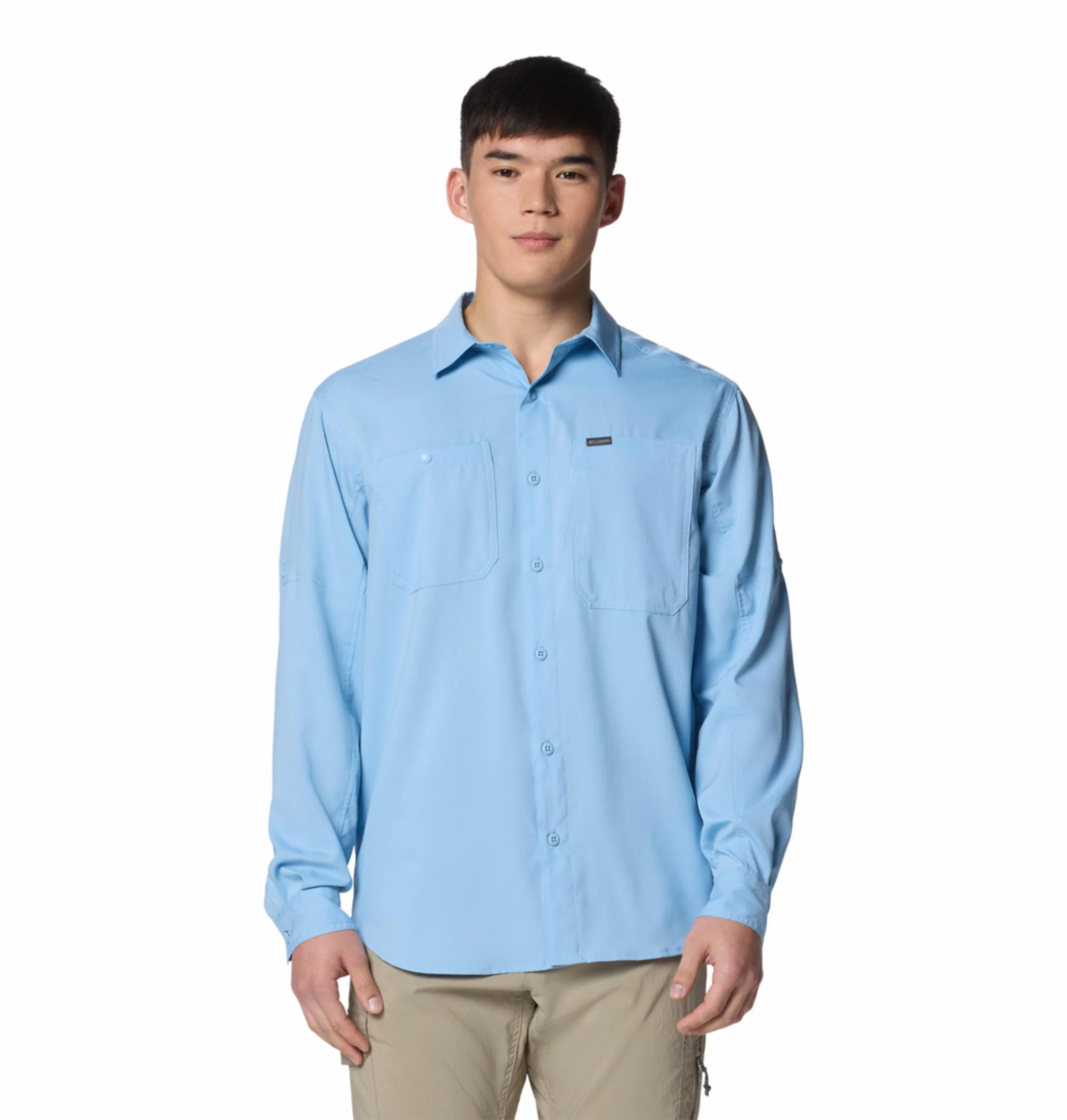 Columbia Men Blue Silver Ridge Utility Lite Long Sleeve (Sun Protection)