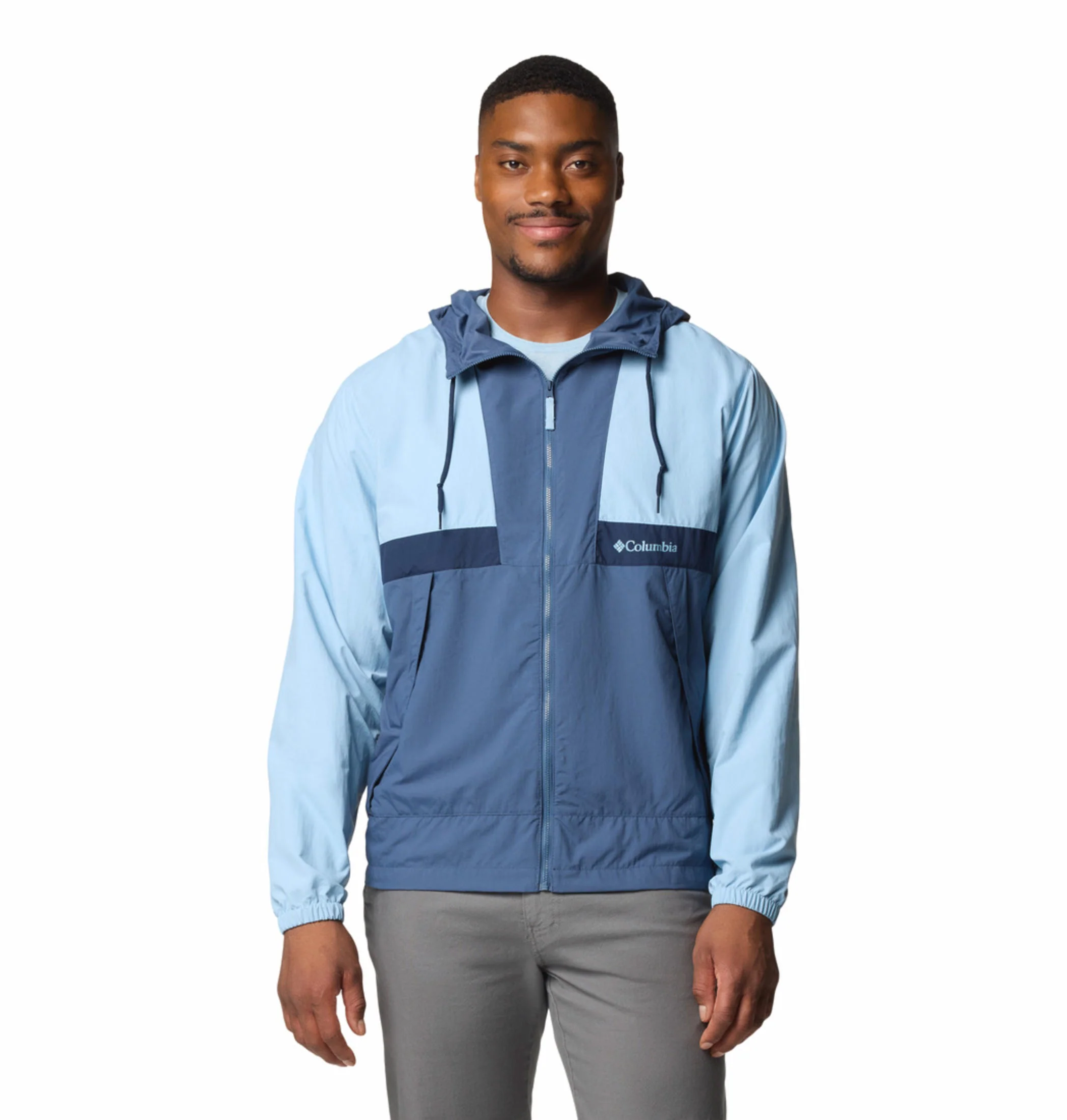 Columbia Men Blue Spire Valley Hooded Windbreaker (Sun Protection)