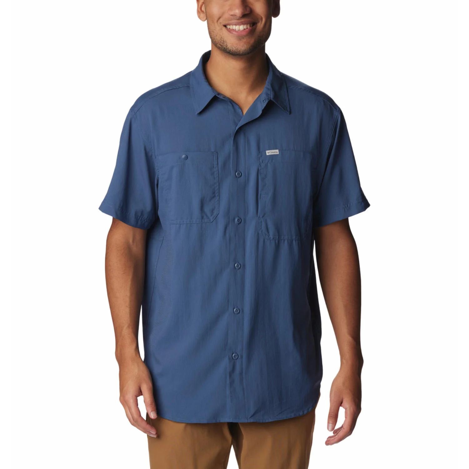 Columbia Men Blue Silver Ridge Utility Lite Short Sleeve (Sun Protection)