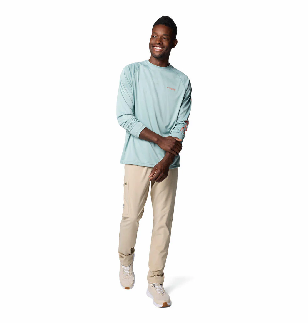 Columbia Men Blue Terminal Tackle Heather LS Shirt (Sun Protection) - Image 10