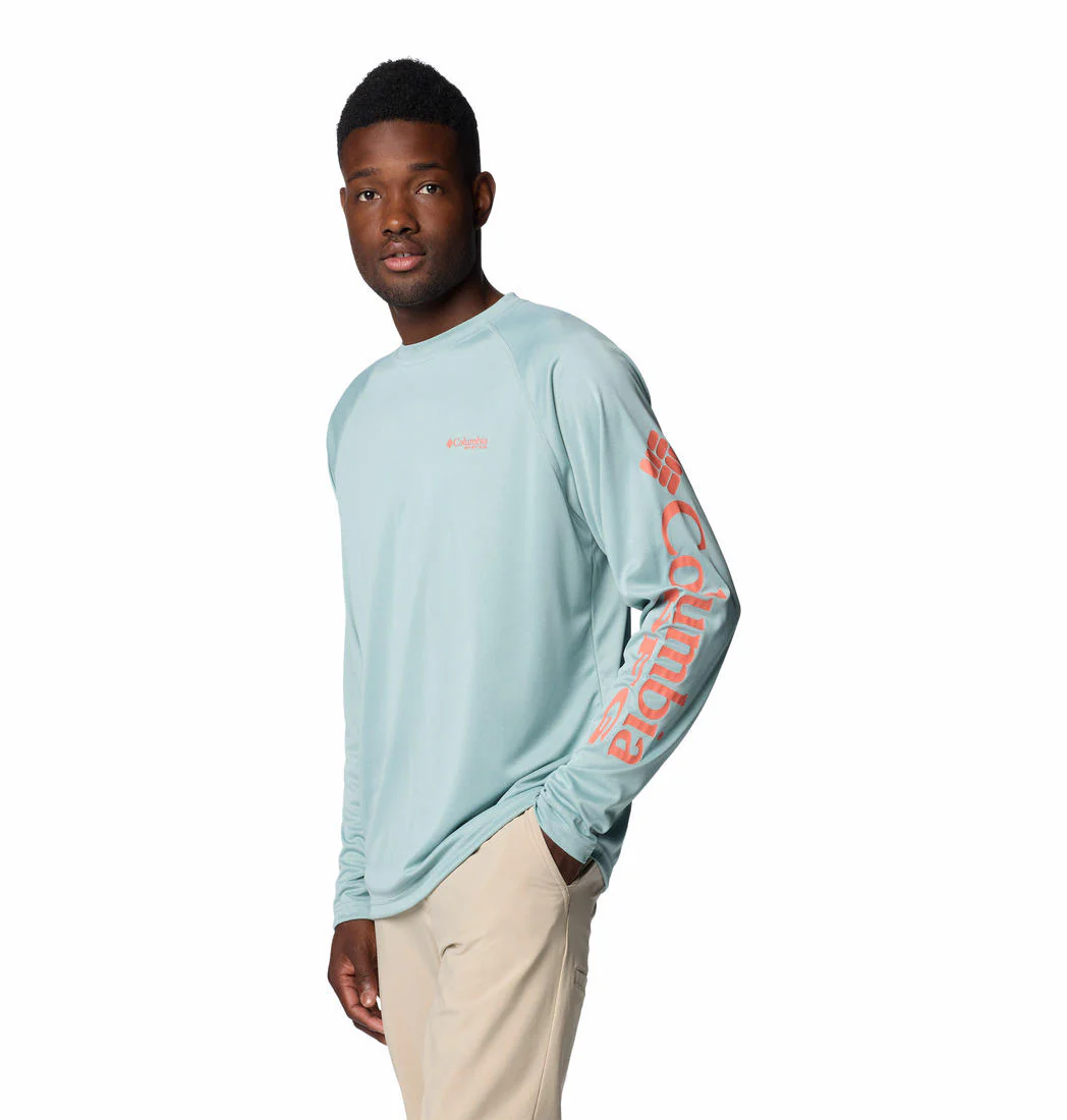 Columbia Men Blue Terminal Tackle Heather LS Shirt (Sun Protection) - Image 9