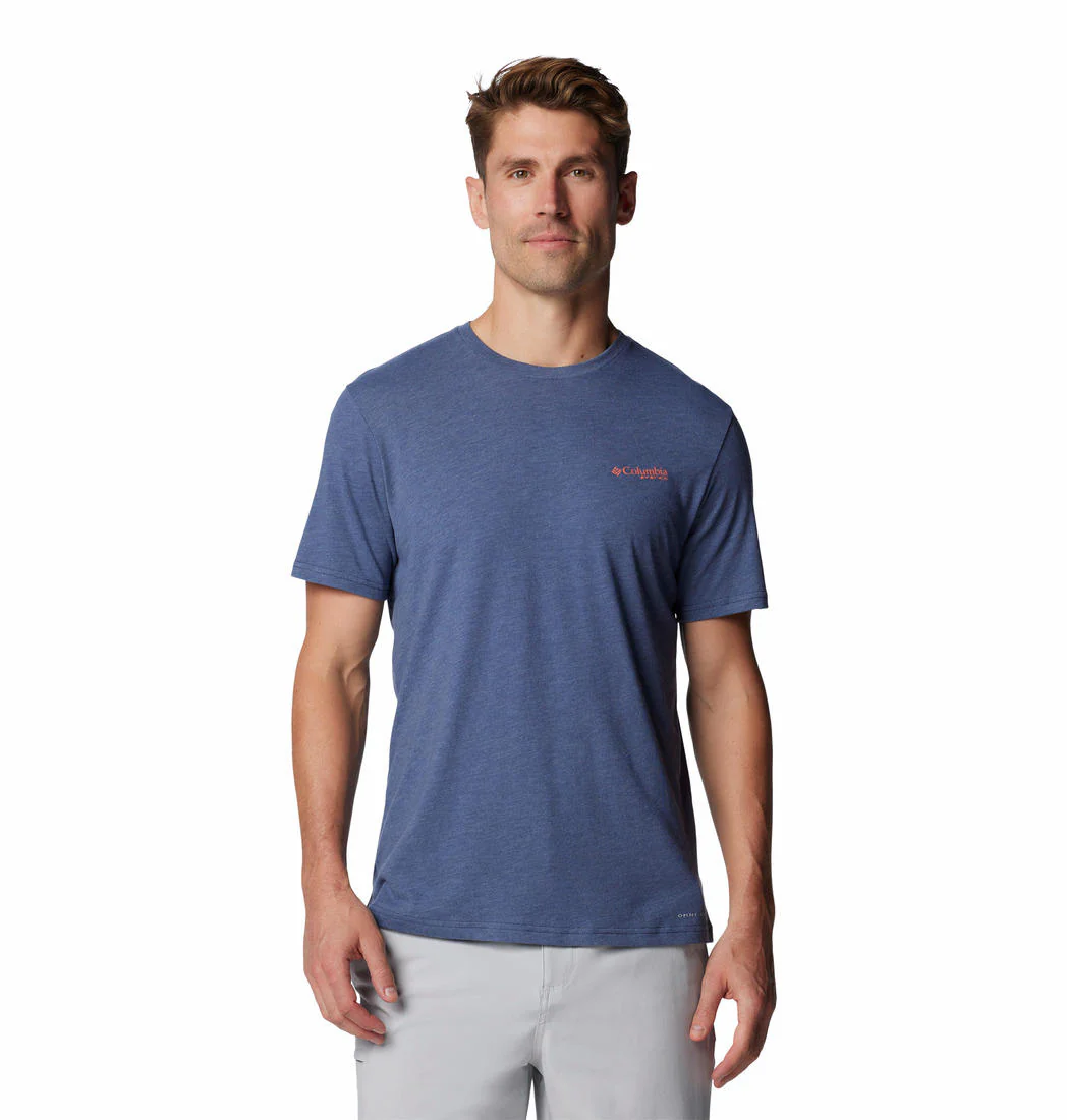 Columbia Men Navy Blue PFG Tarpon Rise Tech Tee SS (Sun Protection)