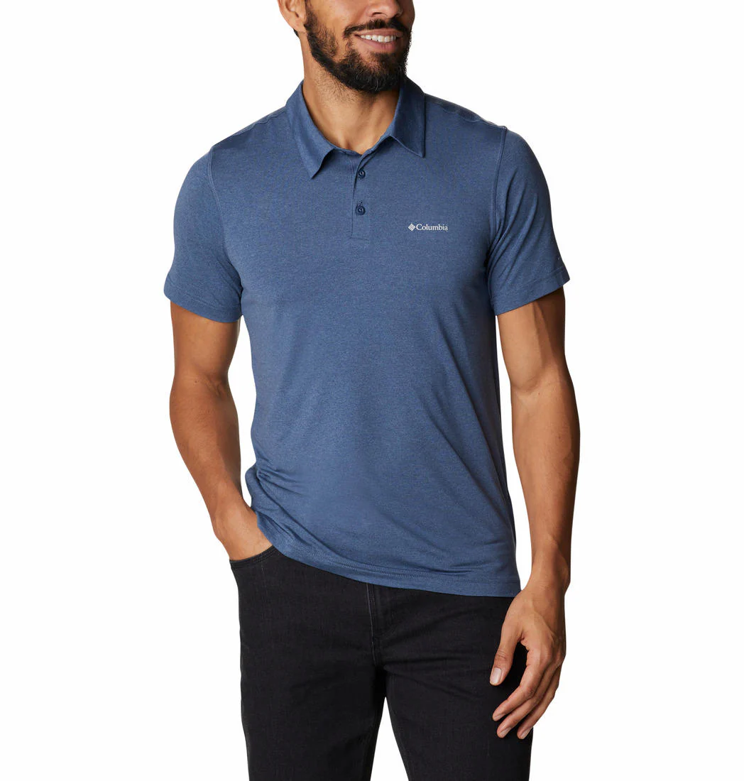 Columbia Men Blue Tech Trail Polo (Sun Protection)