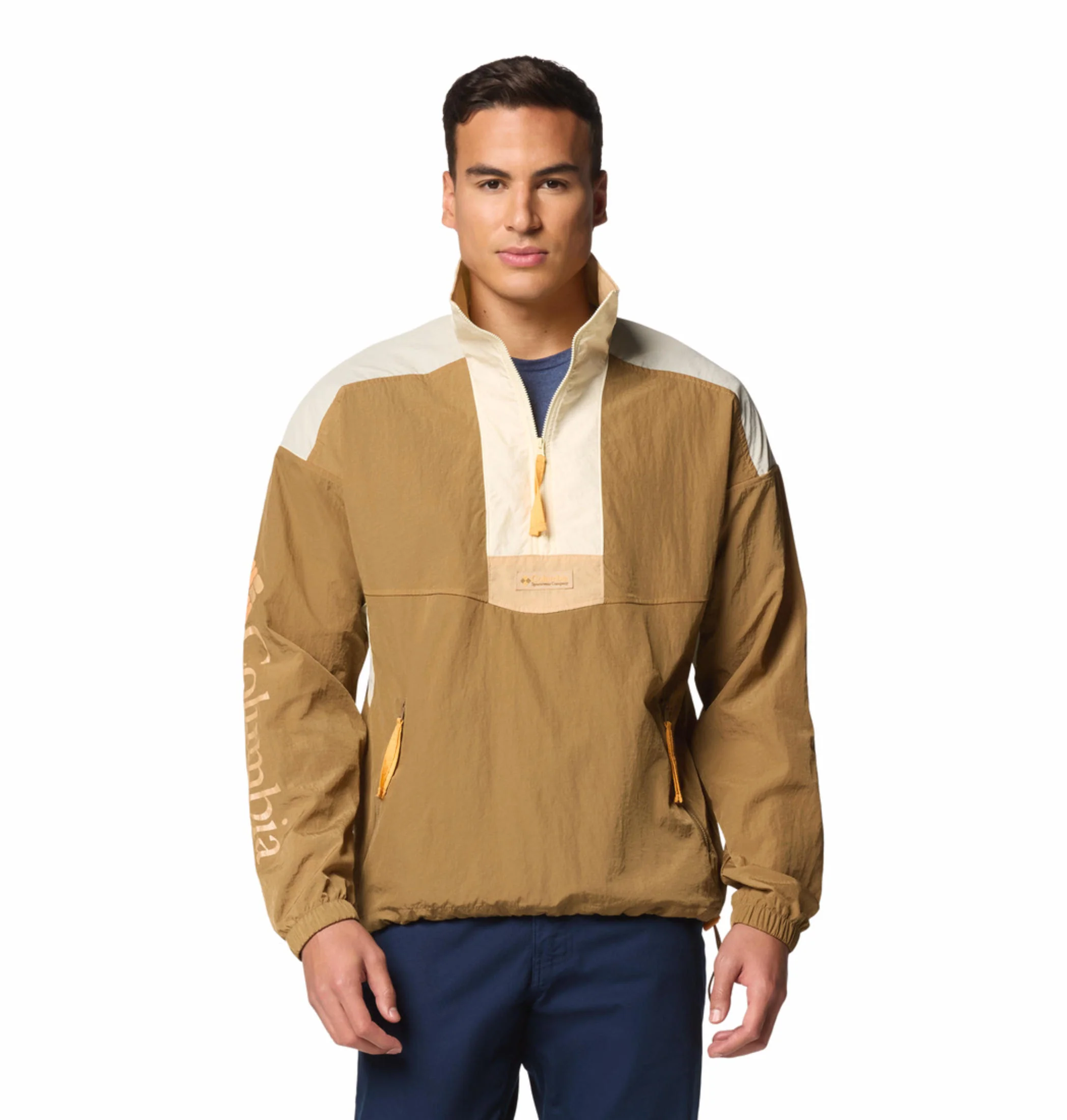 Columbia Men Brown Riptide II Retro Windbreaker Anorak