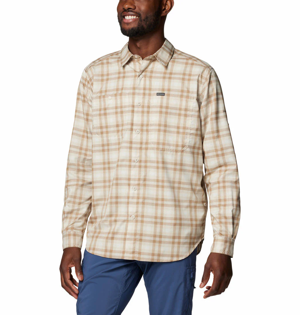 Columbia Men Brown Silver Ridge Utility Lite Plaid LS (Sun Protection)