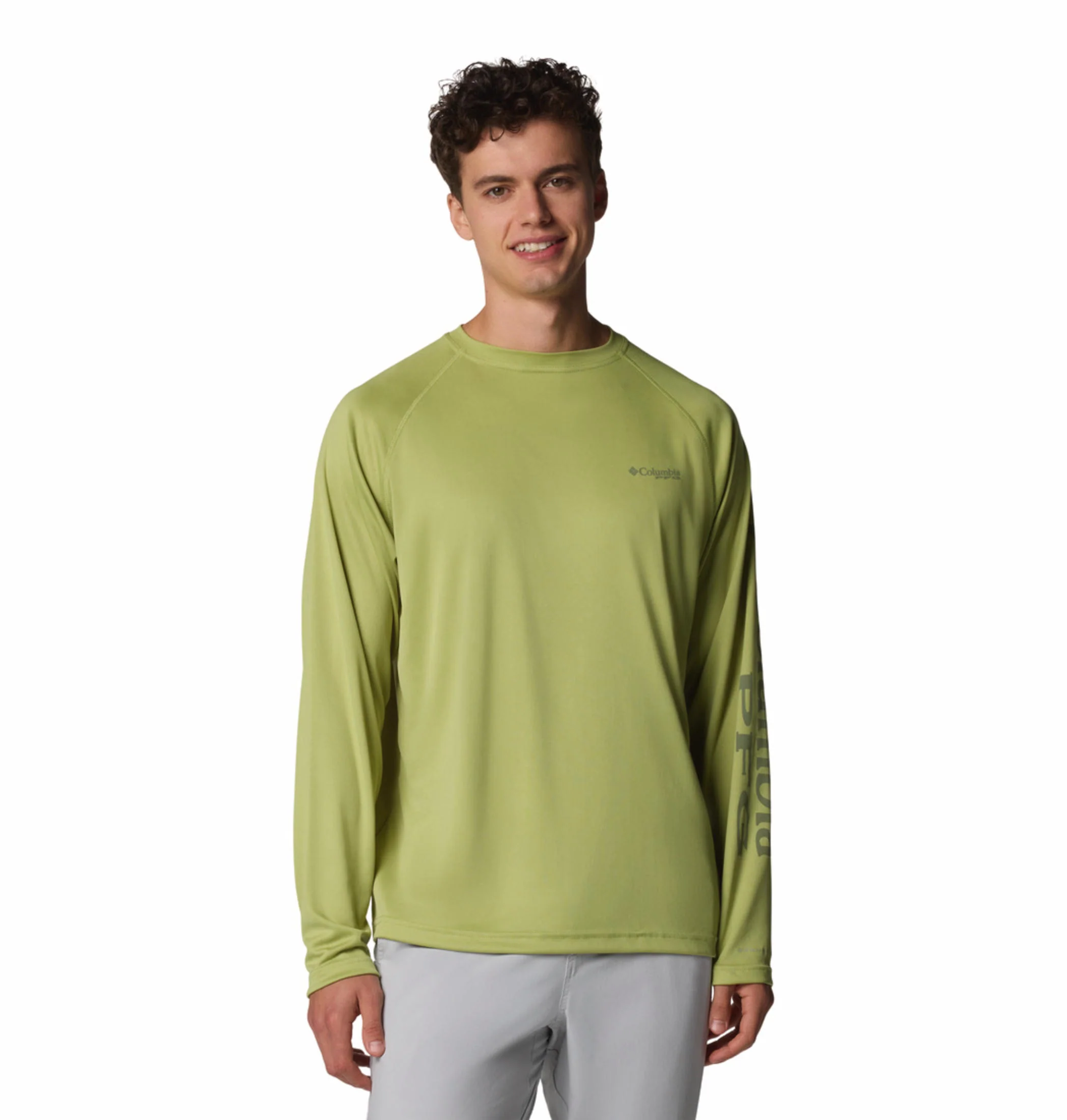 Columbia Men Green Terminal Tackle LS Shirt (Sun Protection)