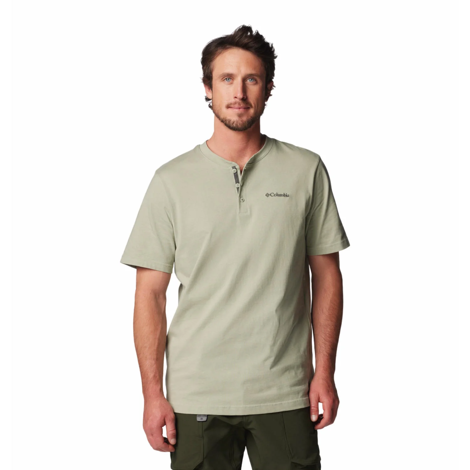 Columbia Men Green Landroamer SS Henley II (Sun Protection)