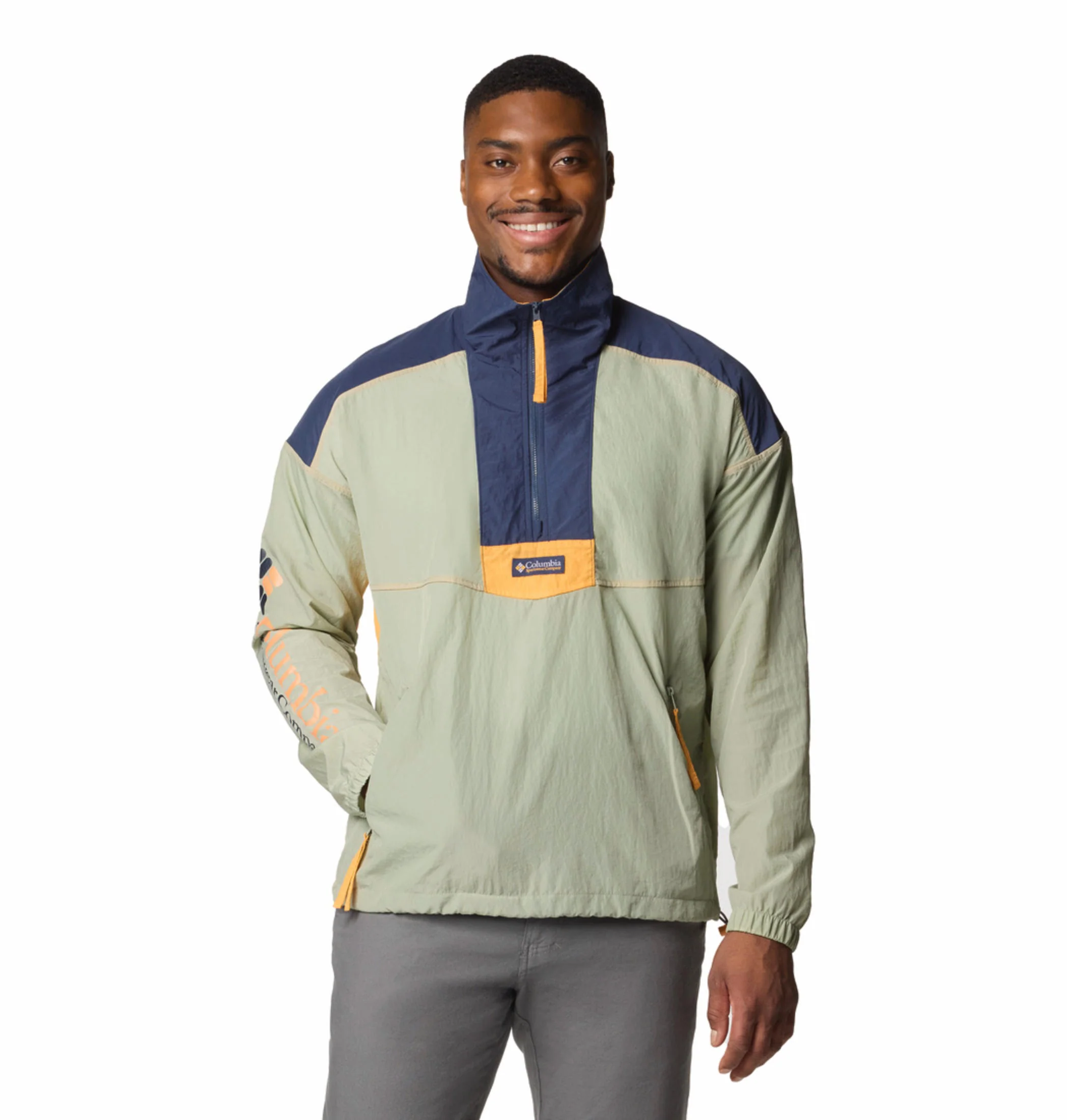 Columbia Men Green Riptide II Retro Windbreaker Anorak