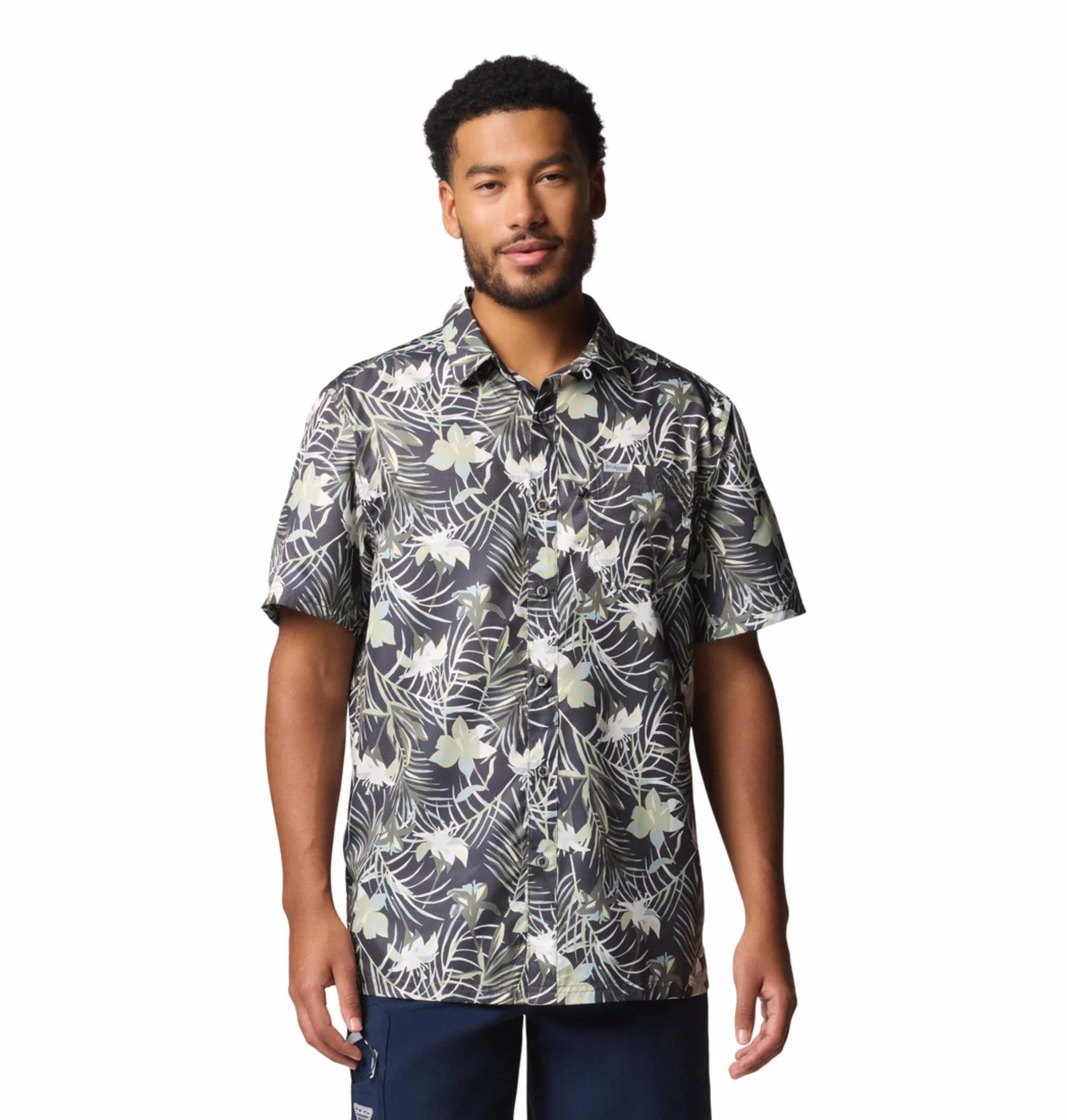 Columbia Men Green Super Slack Tide Camp Shirt (Sun Protection)