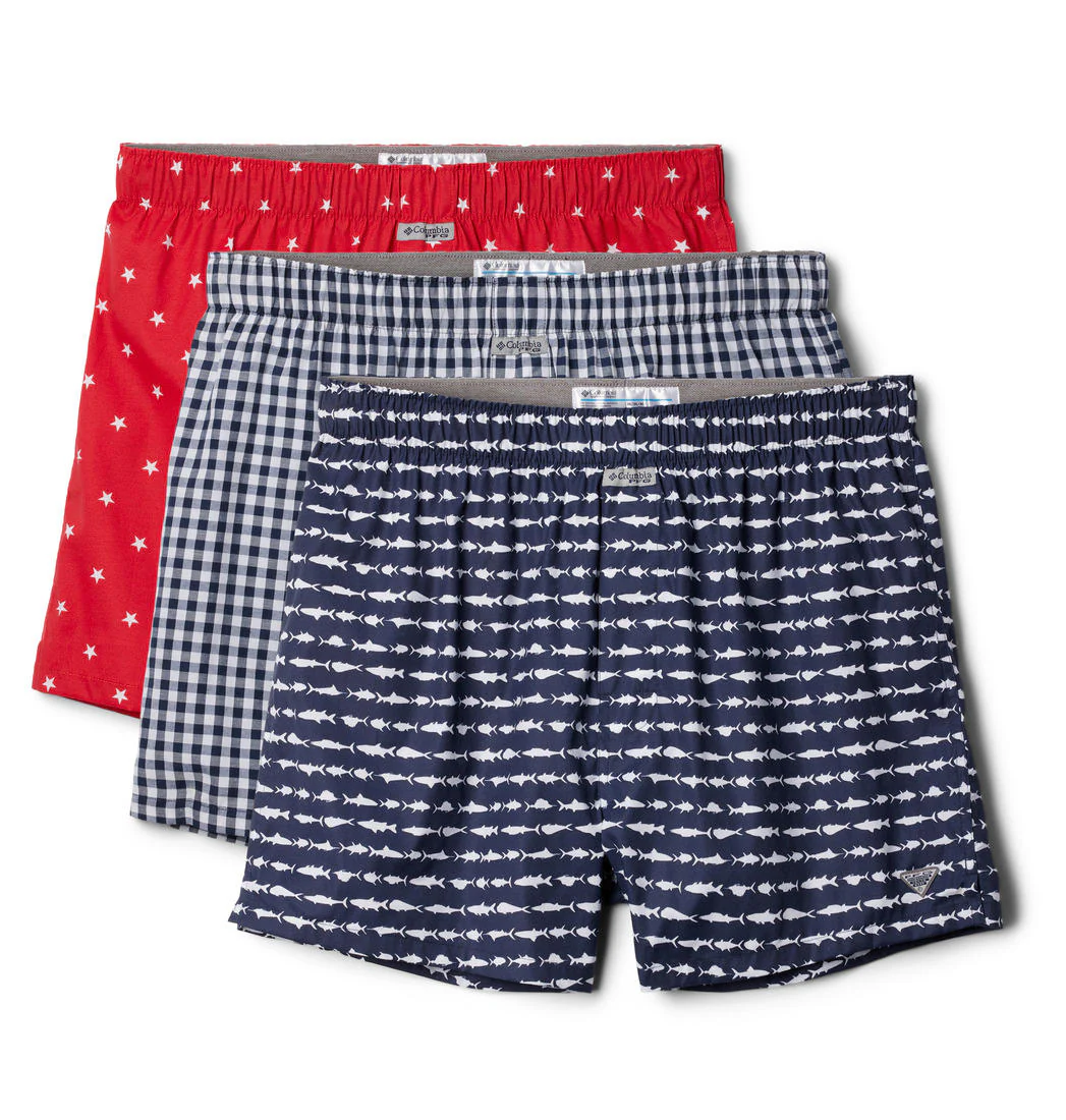 Columbia Men Blue PFG 3 Pack Printed Woven Boxer (Non Returnable)