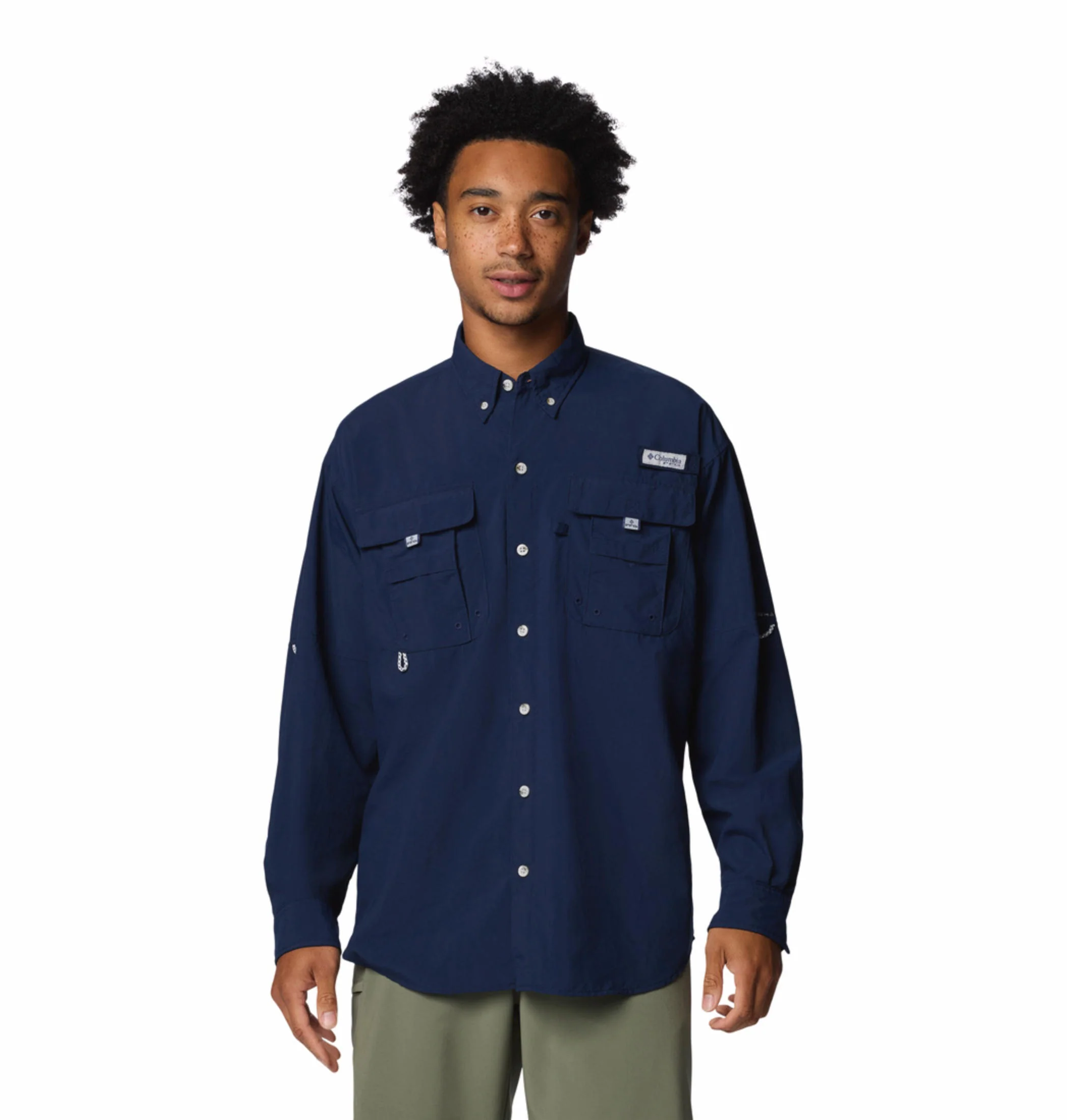 Columbia Men Blue Bahama II L/S Shirt (Sun Protection)
