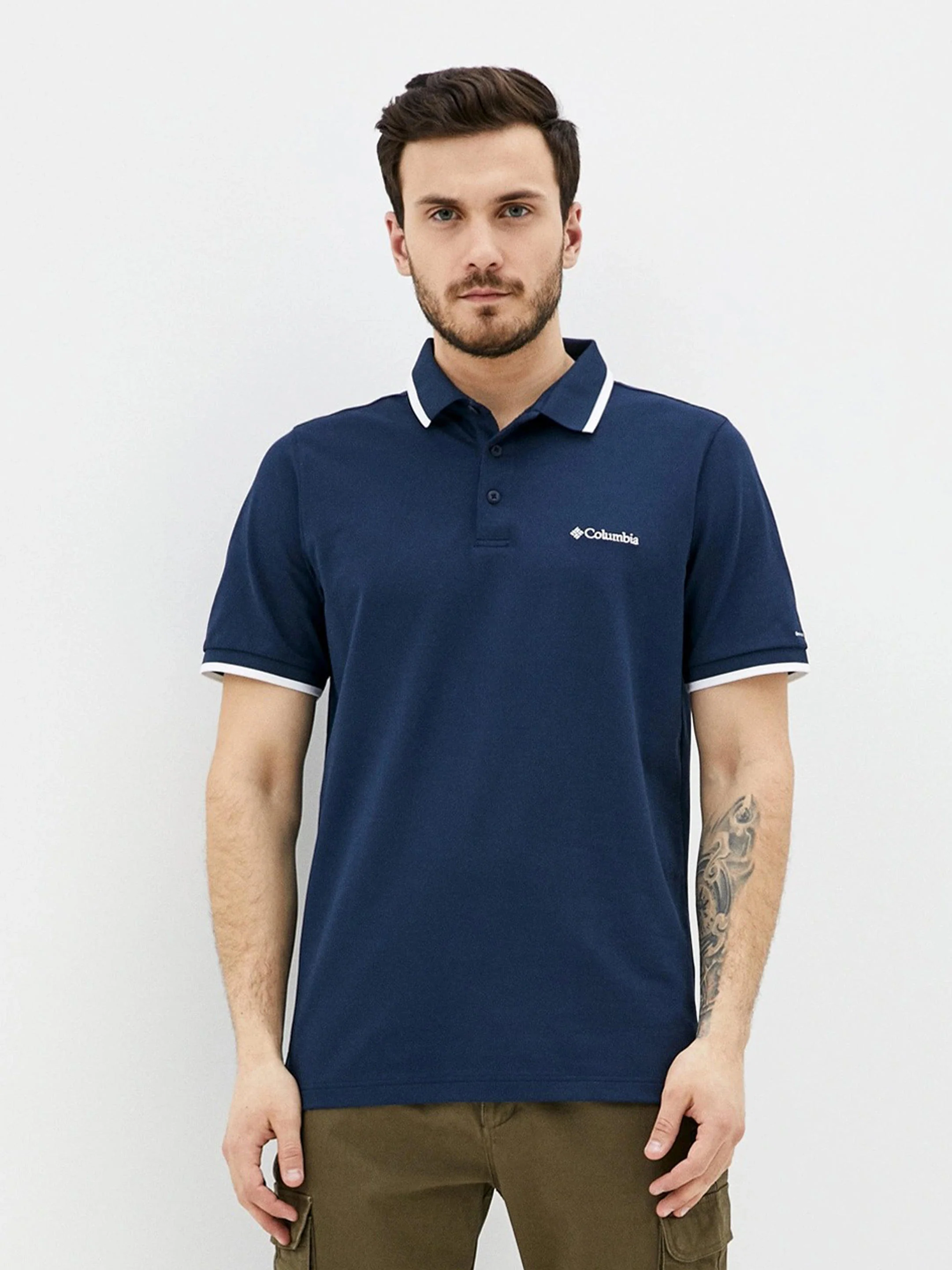 Columbia Men Blue Cove Dome Butte Solid Pique Polo (Sun Protection)