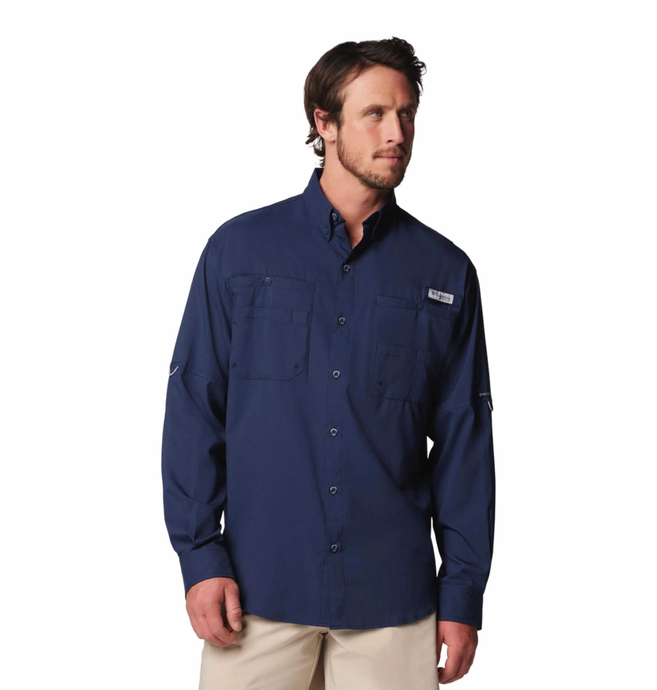 Columbia Men Blue Tamiami II LS Shirt (Sun Protection)