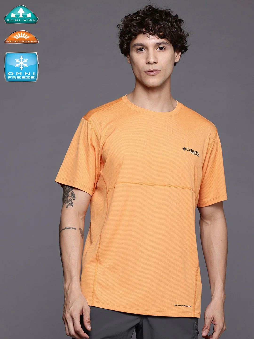 Columbia Men Orange Cirque River Pro SS Crew (Sun Protection)