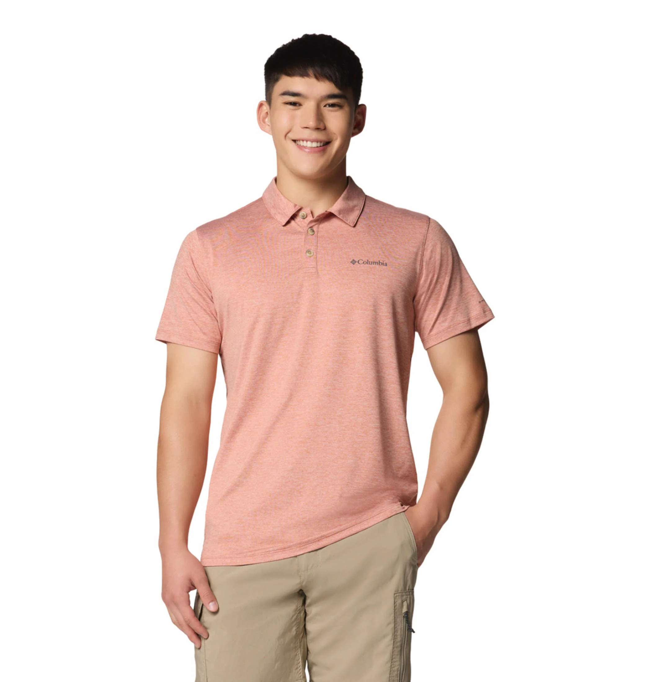 Columbia Men Red Tech Trail Utility Polo (Sun Protection)