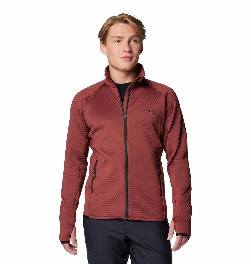 Columbia Men Red Crystal Leaf Omni-Heat Helix Full Zip