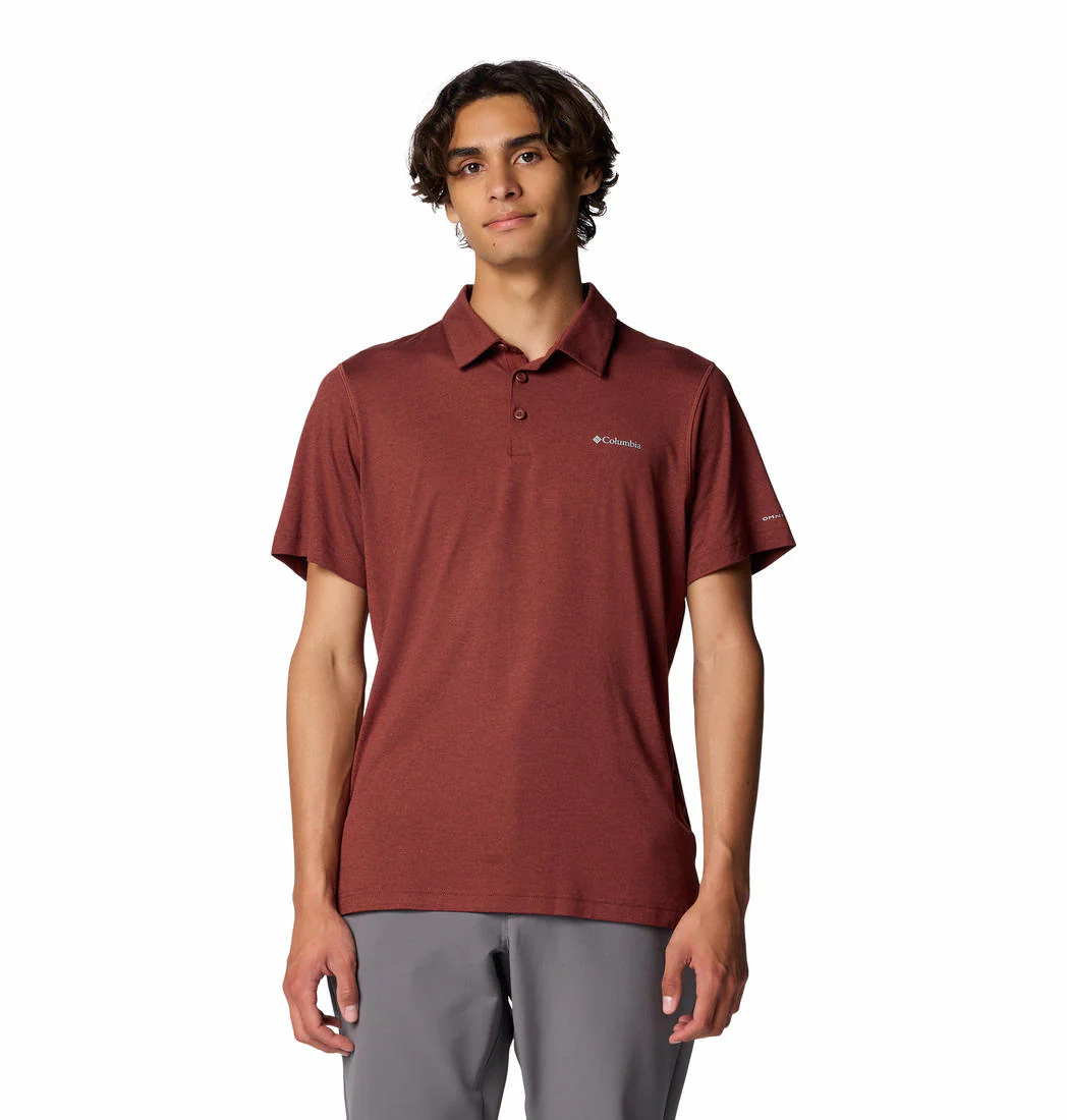 Columbia Men Red Tech Trail Polo (Sun Protection)