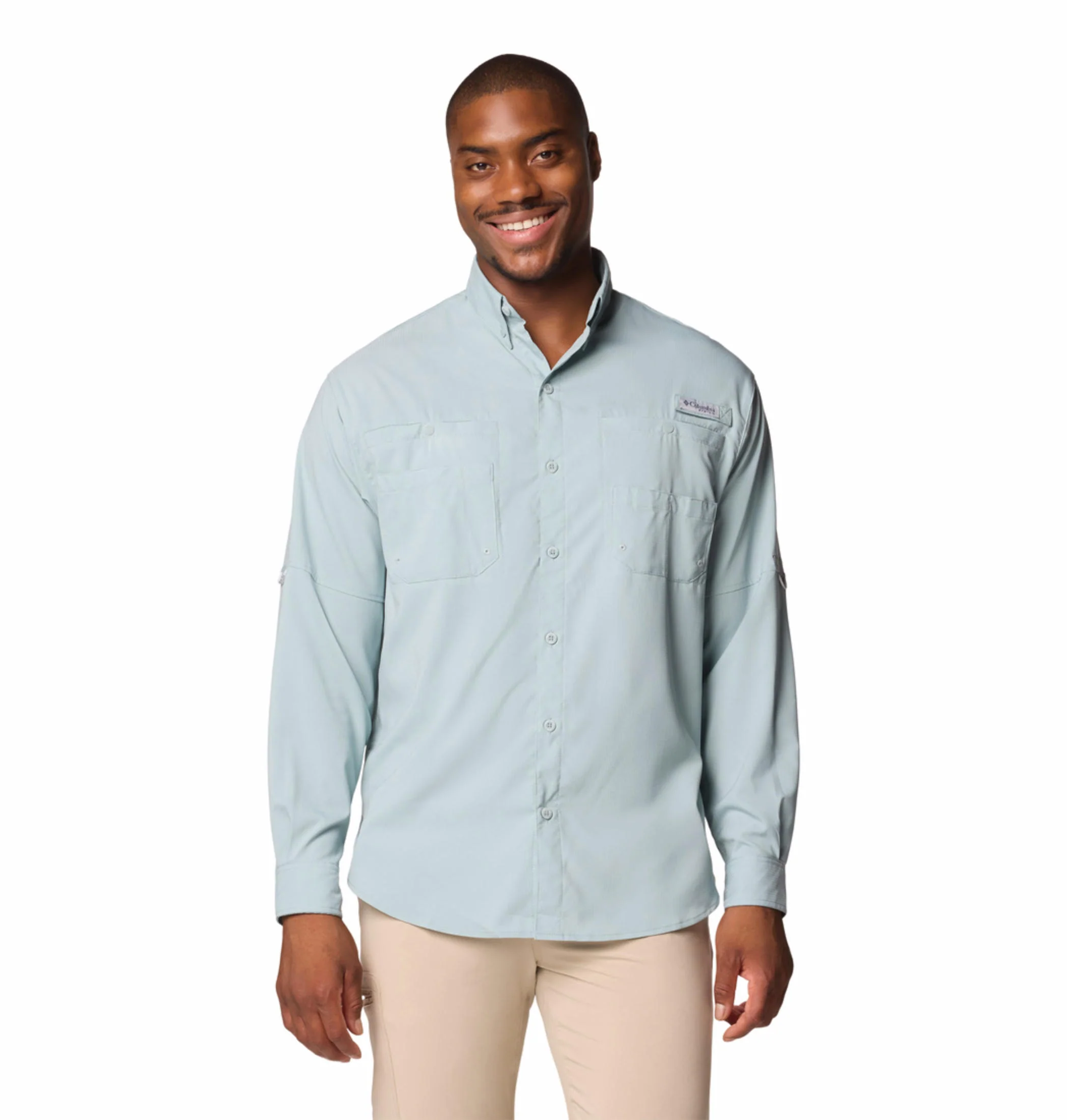 Columbia Men Blue Tamiami II LS Shirt (Sun Protection)