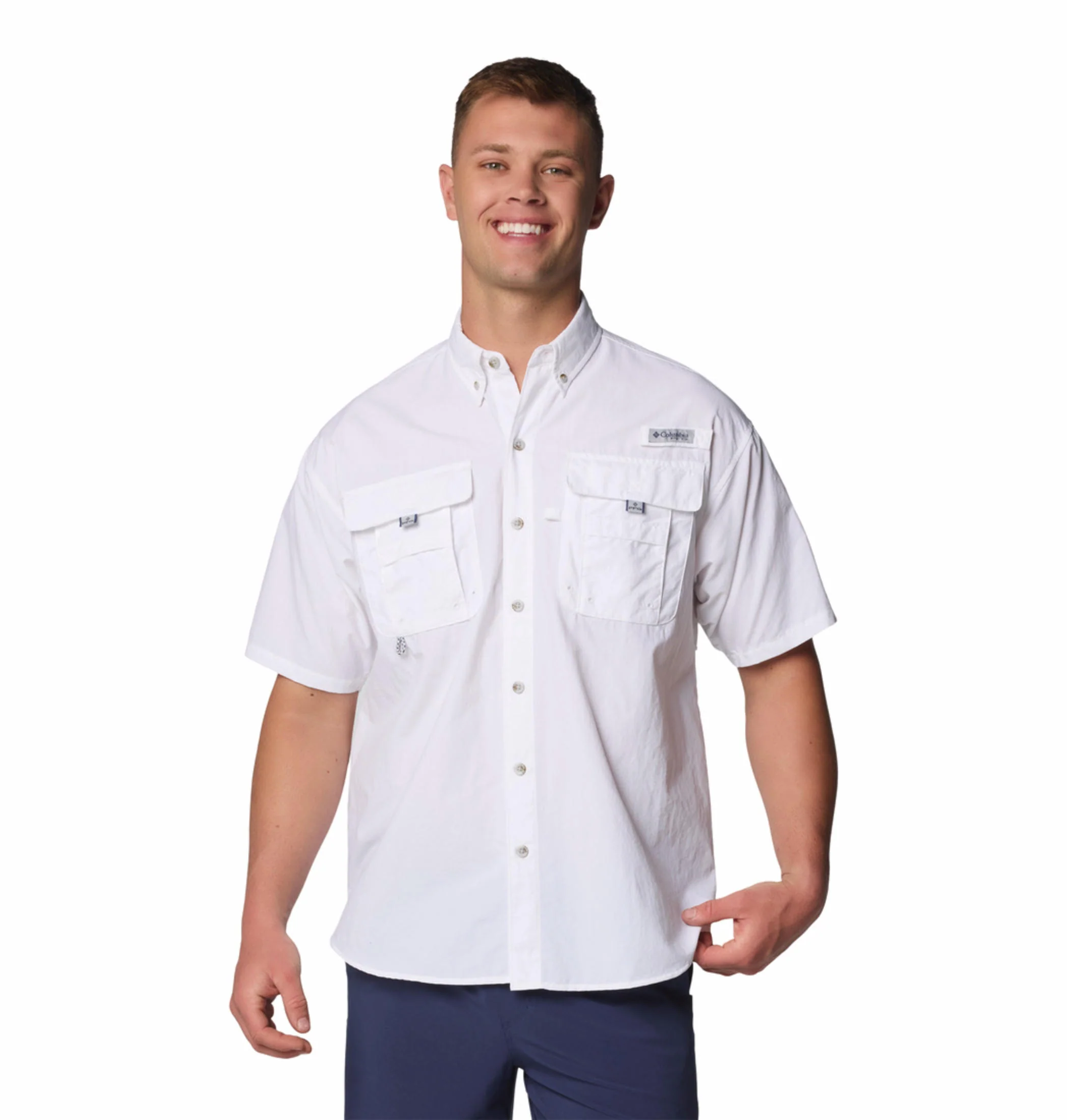 Columbia Men White Bahama II S/S Shirt (Sun Protection)