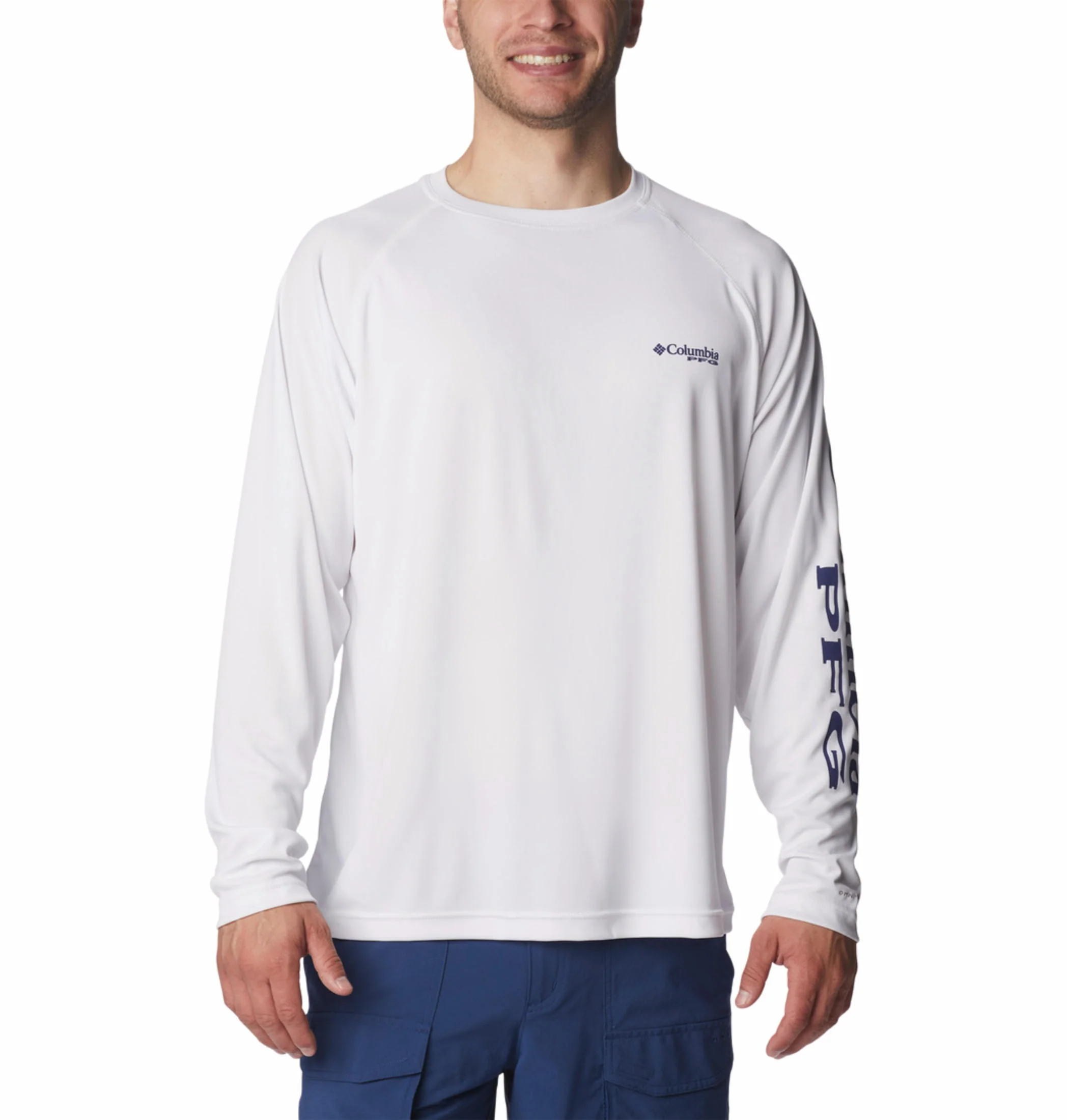 Columbia Men White Terminal Tackle LS Shirt (Sun Protection)
