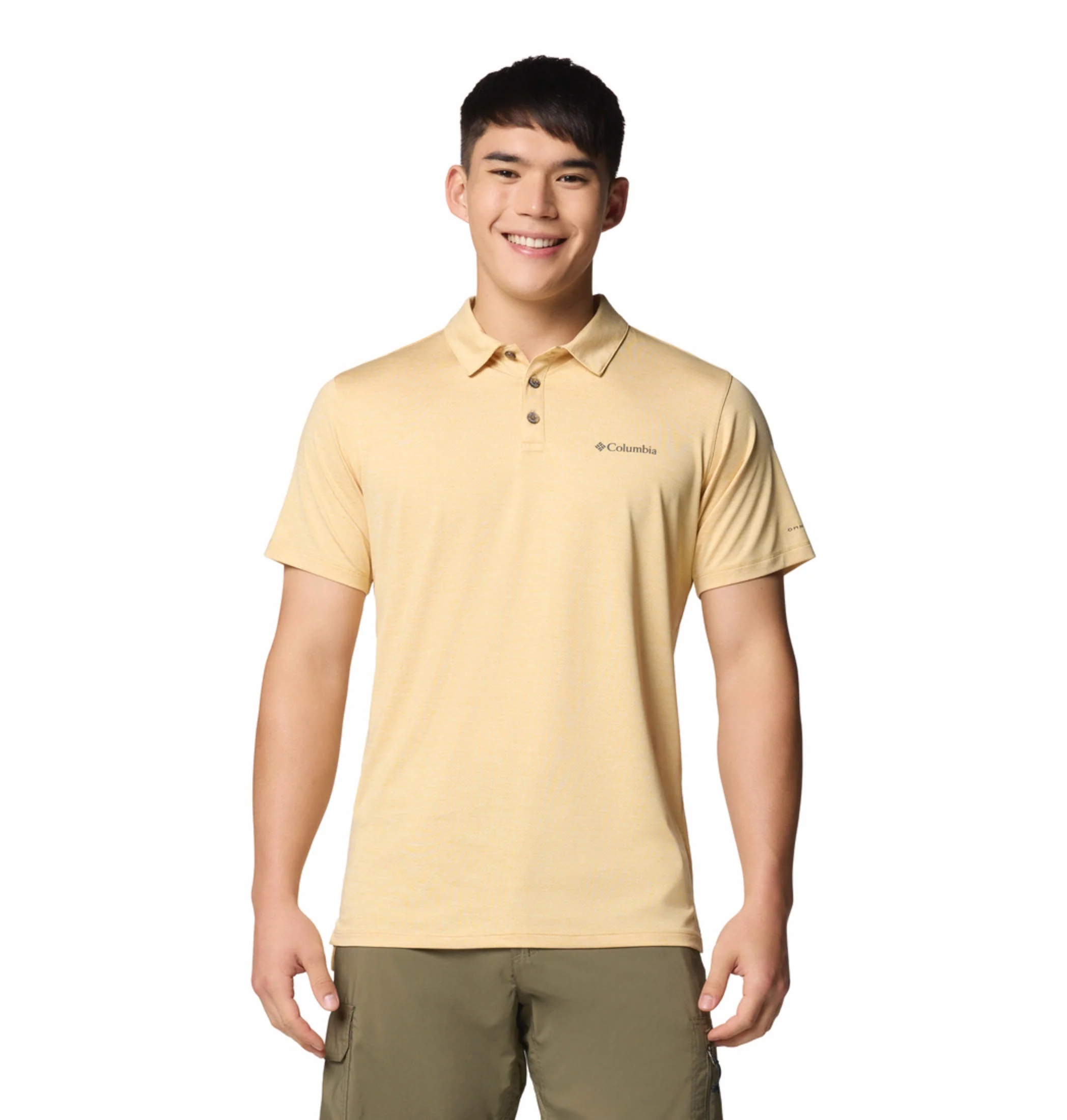 Columbia Men Yellow Tech Trail Utility Polo (Sun Protection)