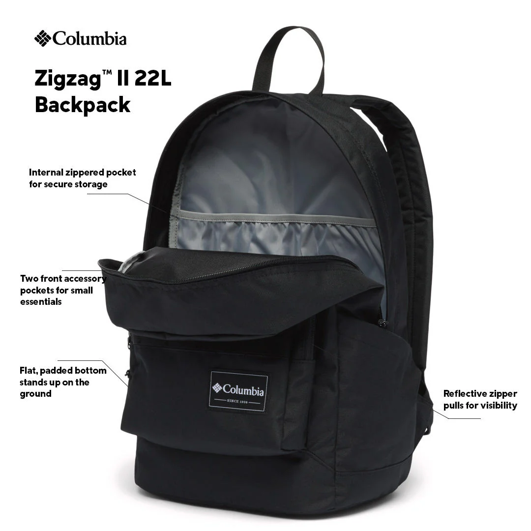 Columbia Unisex Black Zigzag II 22L Backpack