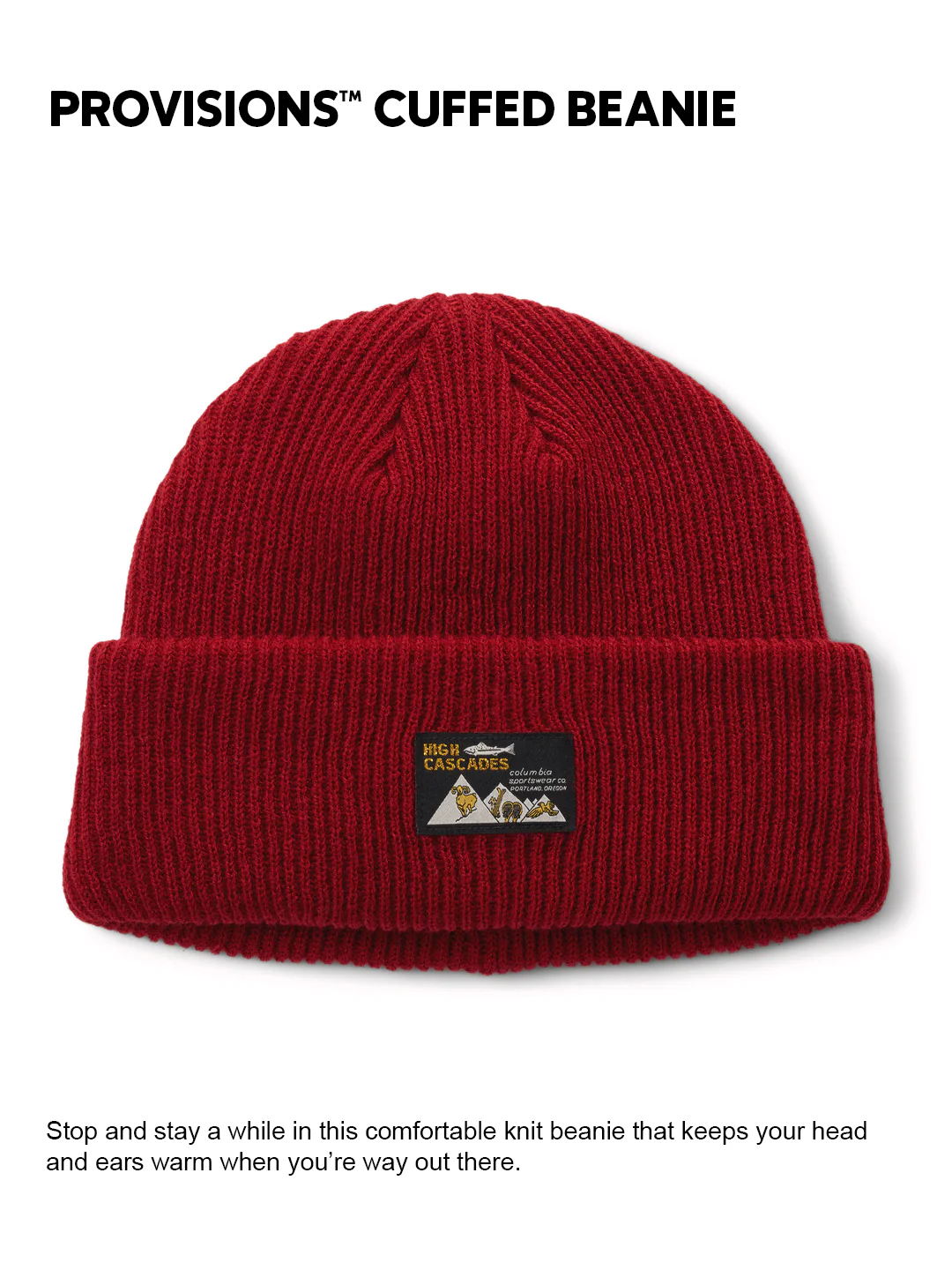 Columbia Unisex Maroon Provisions Cuffed Beanie - Image 2