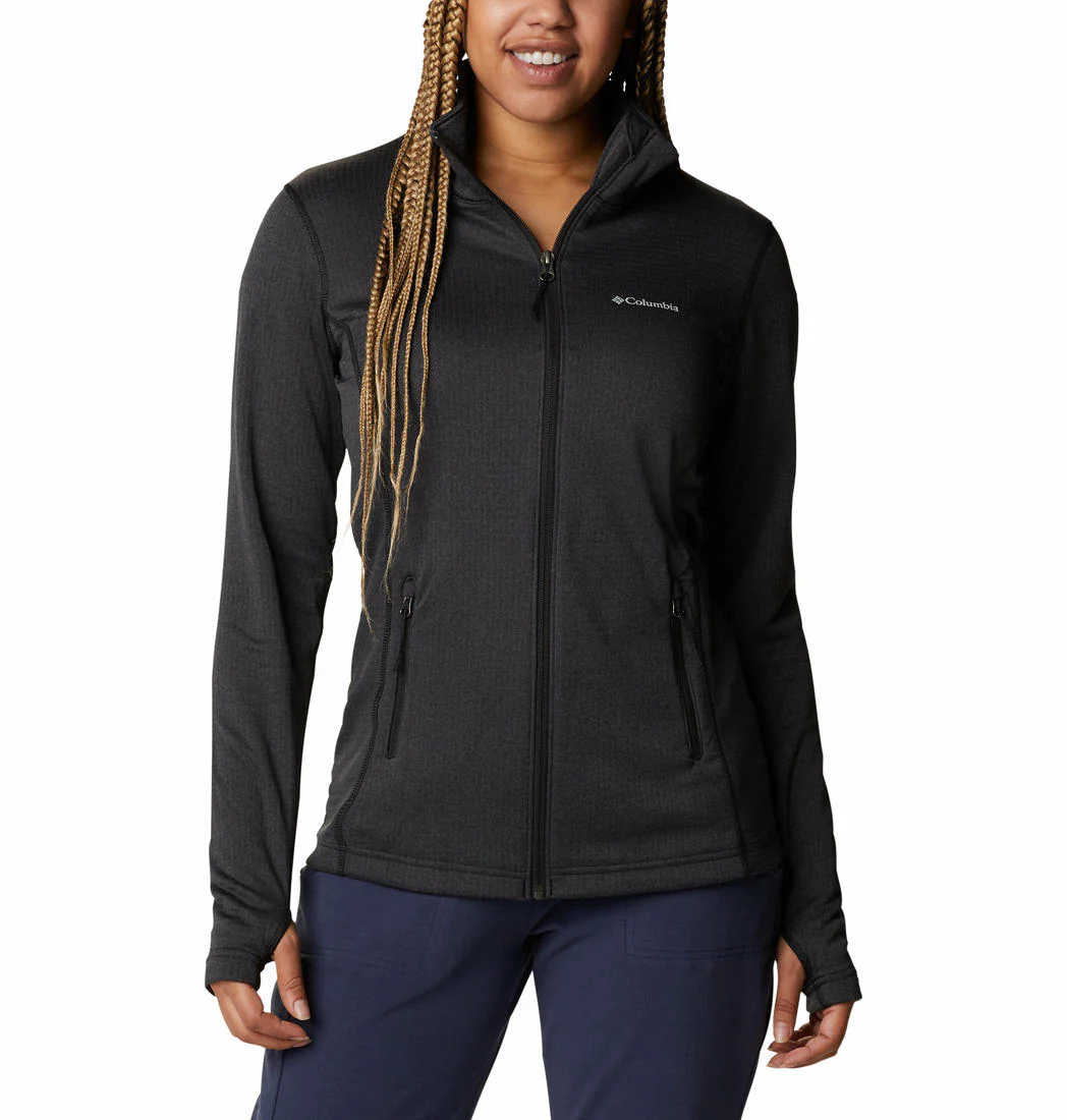 Columbia Women Black W Park View Grid Fleece Full Zip (Sun Protection)