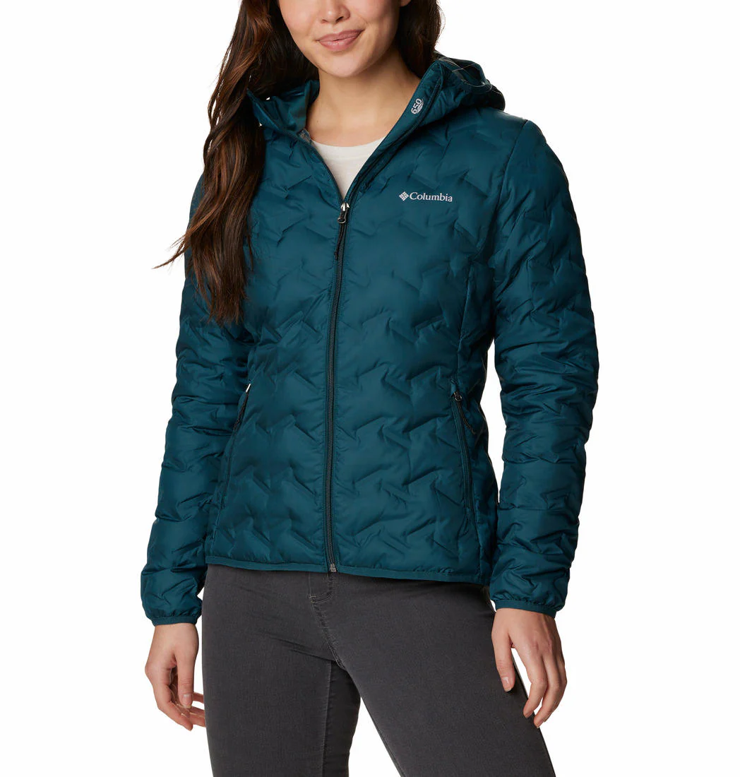 Columbia Women Blue Delta Ridge Down Hooded Jacket