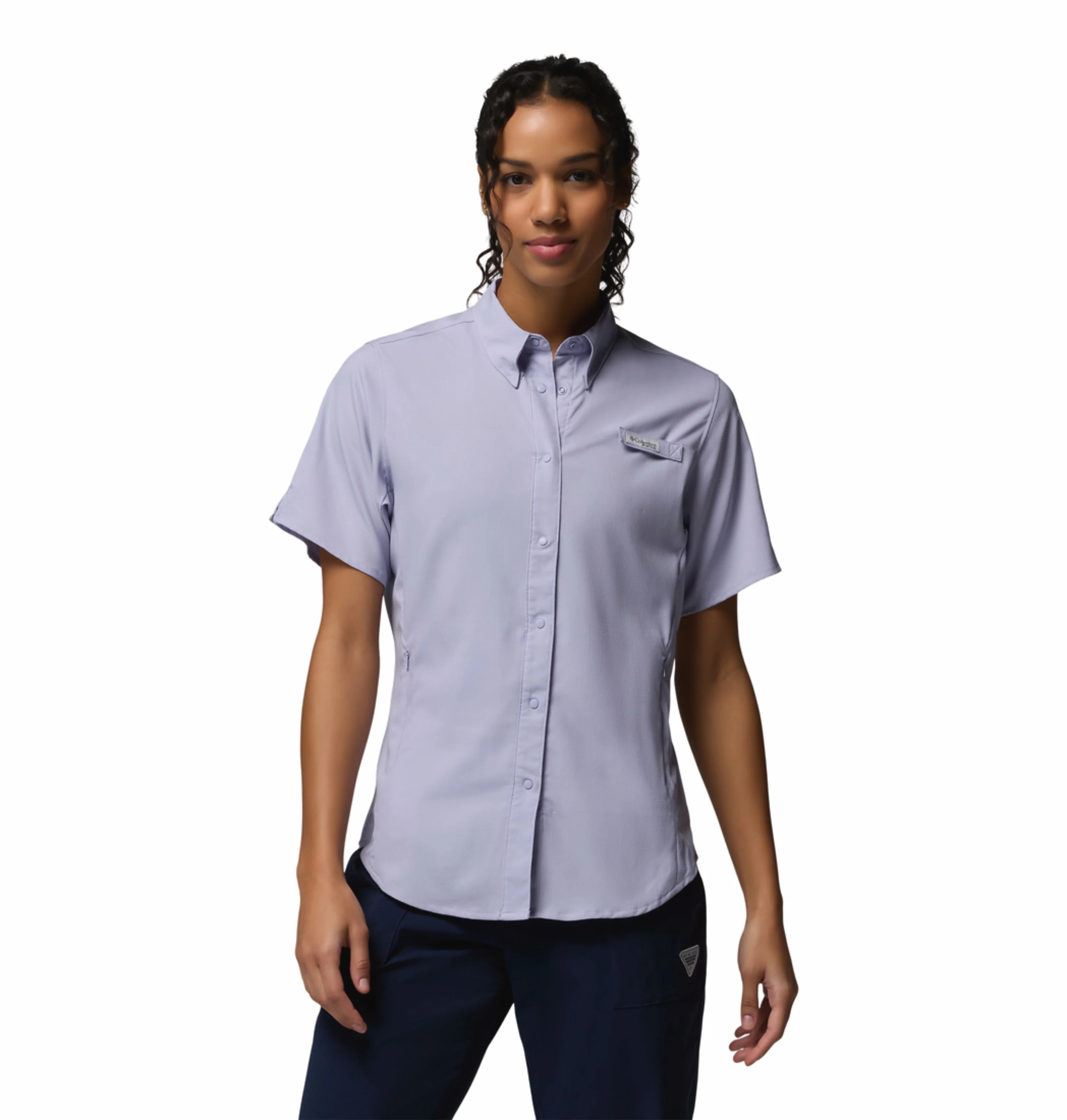 Columbia Women Blue Omni-Shade Tamiami II Short Sleeve Shirt