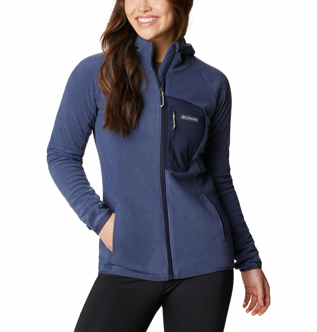 Columbia Women Navy Blue W Outdoor Tracks Hooded FZ