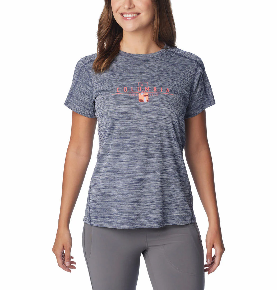 Columbia Women Navy Blue W Zero Rules Graphic Crew (Sun Protection)
