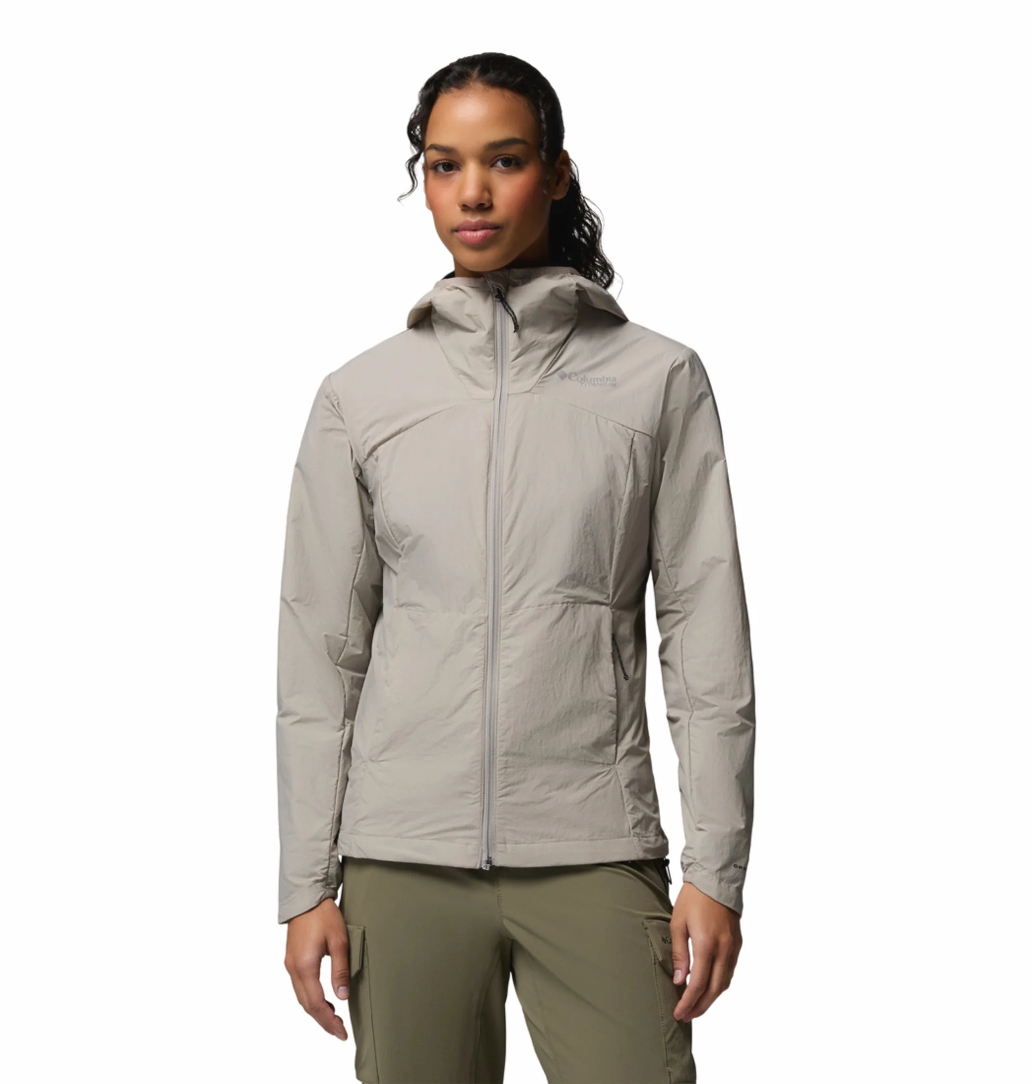 Columbia Women Light Grey Omni-Shade Loop Trail III Windbreaker